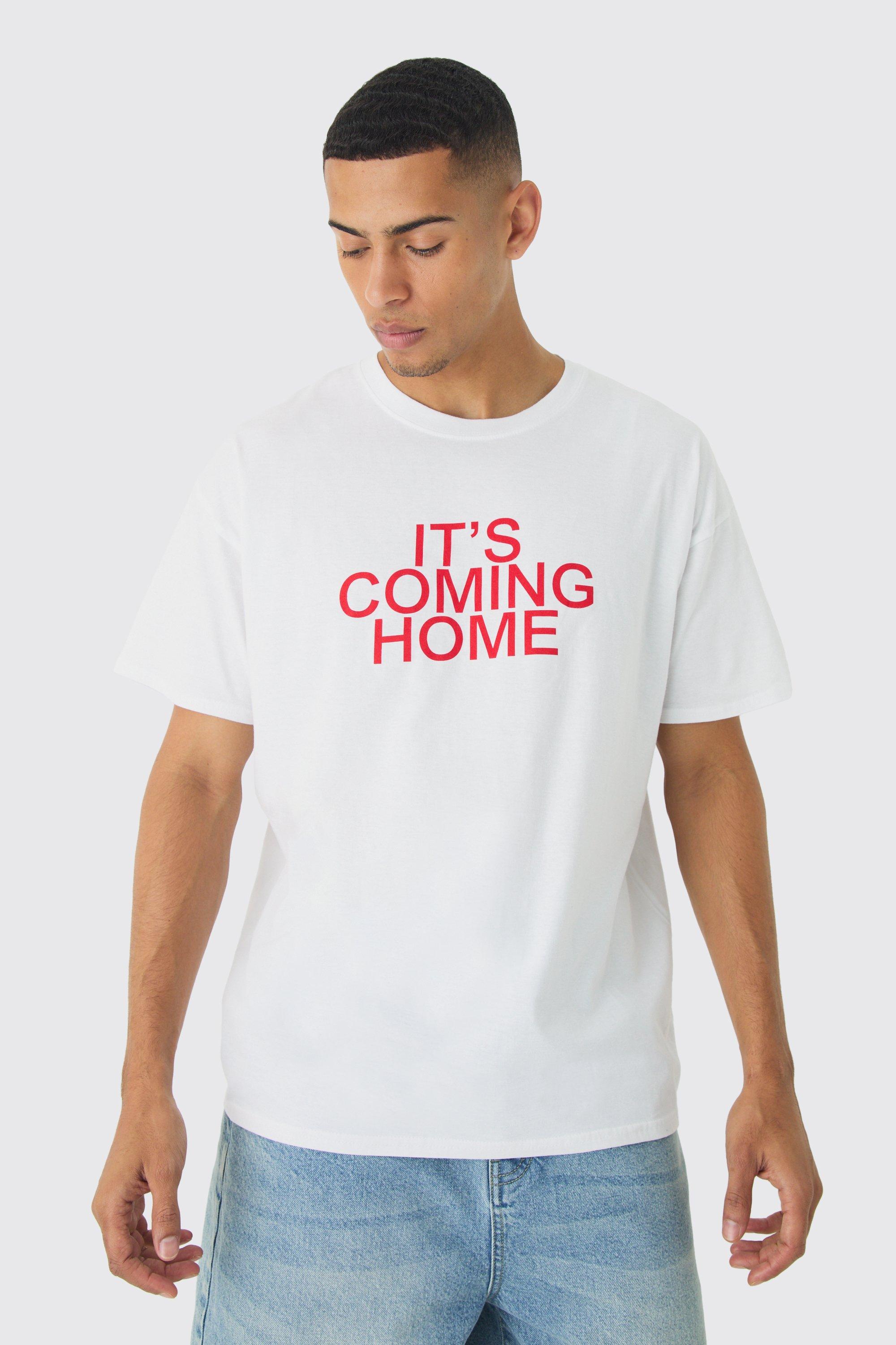 Oversized It's Coming Home England Print T-Shirt, Bianco