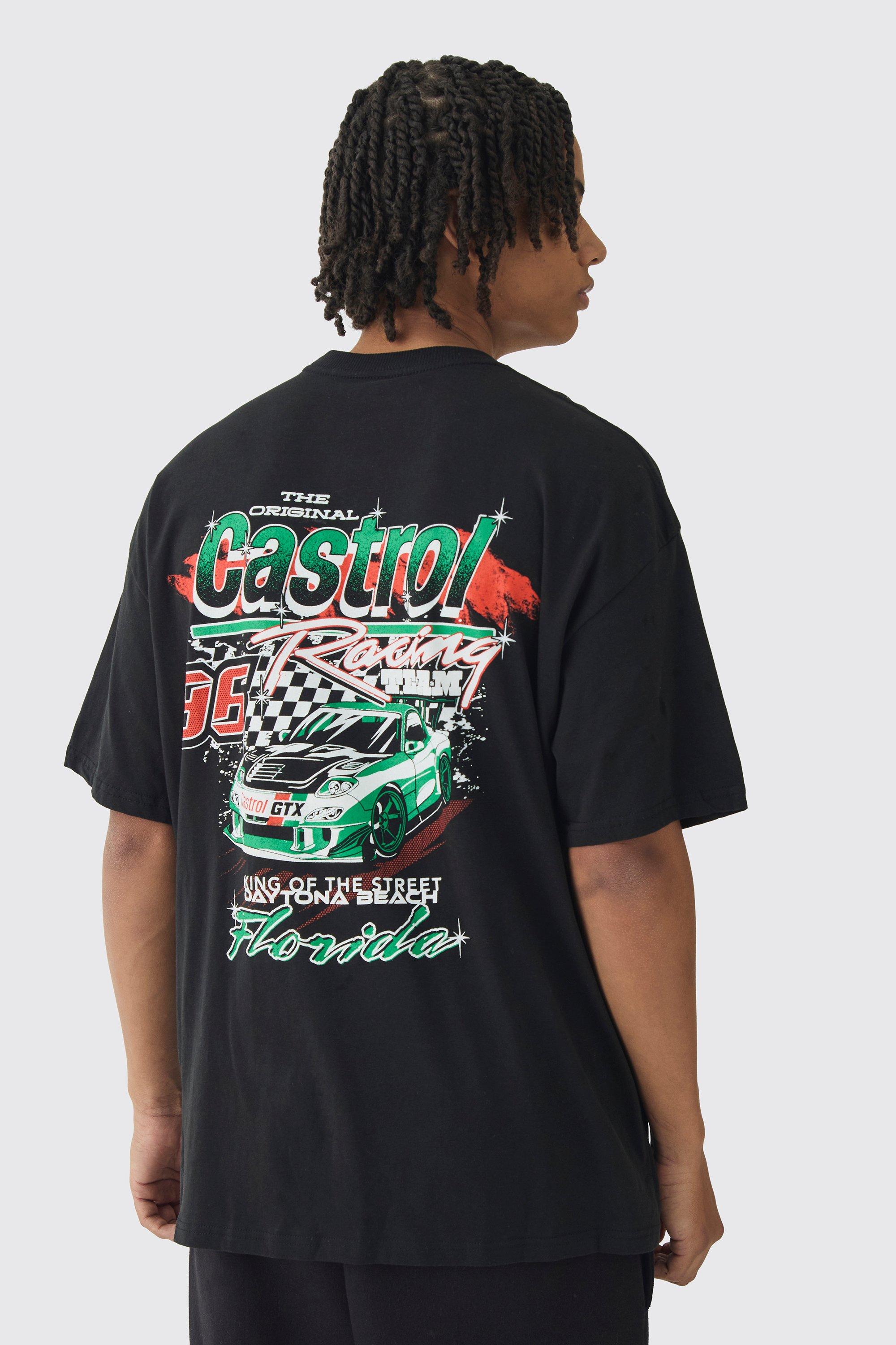 T-shirt oversize ufficiale Castrol GTX con stampa, Nero