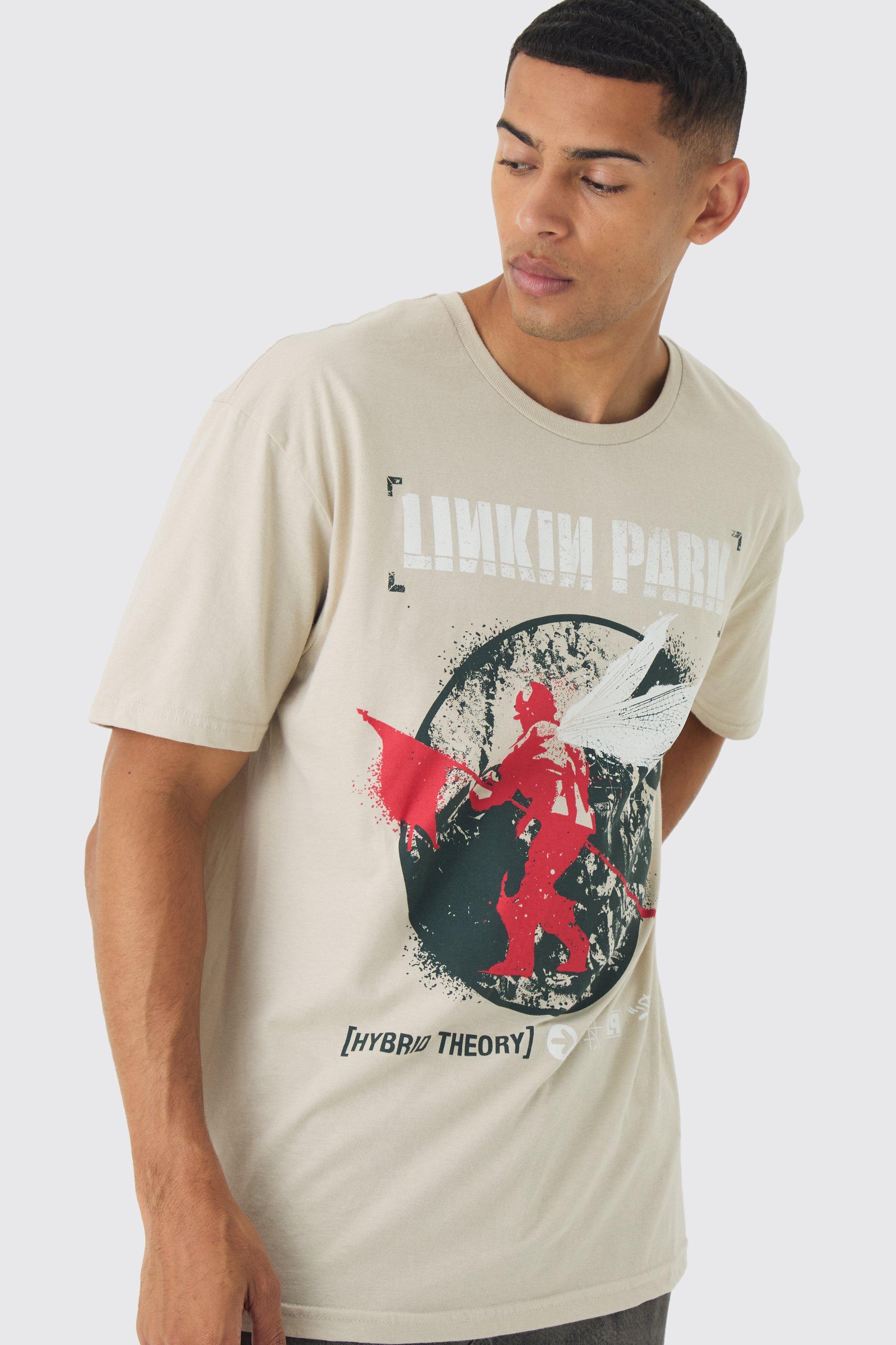 T-shirt oversize ufficiale dei Linkin Park con stampa di banda, Beige