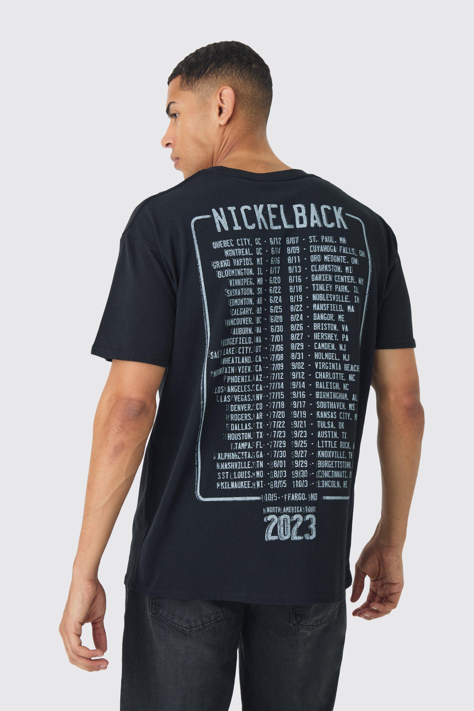 T-shirt oversize ufficiale con stampa Nickleback, Nero