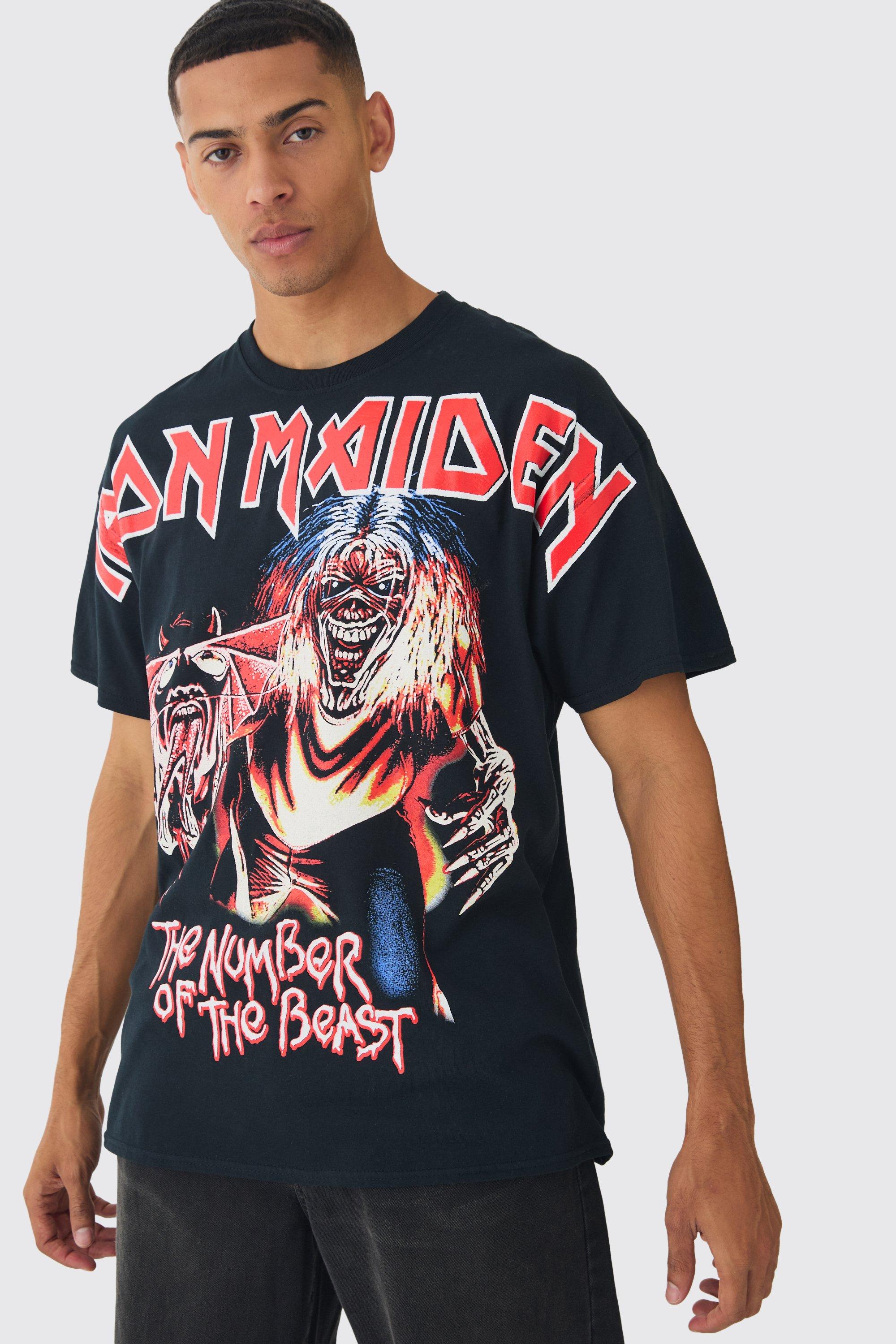 T-shirt oversize ufficiale Iron Maiden con stampa ufficiale, Nero