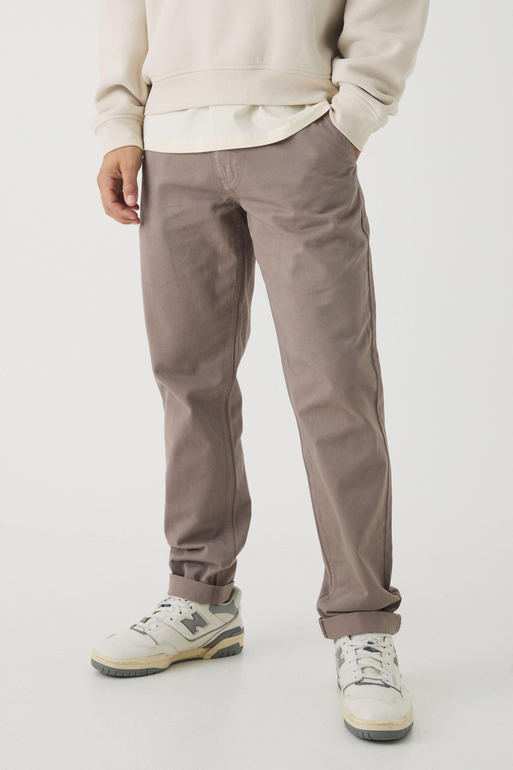 Boohoo Toelopende Chino Broek Met Tailleband En Omgeslagen Pijpen, Taupe