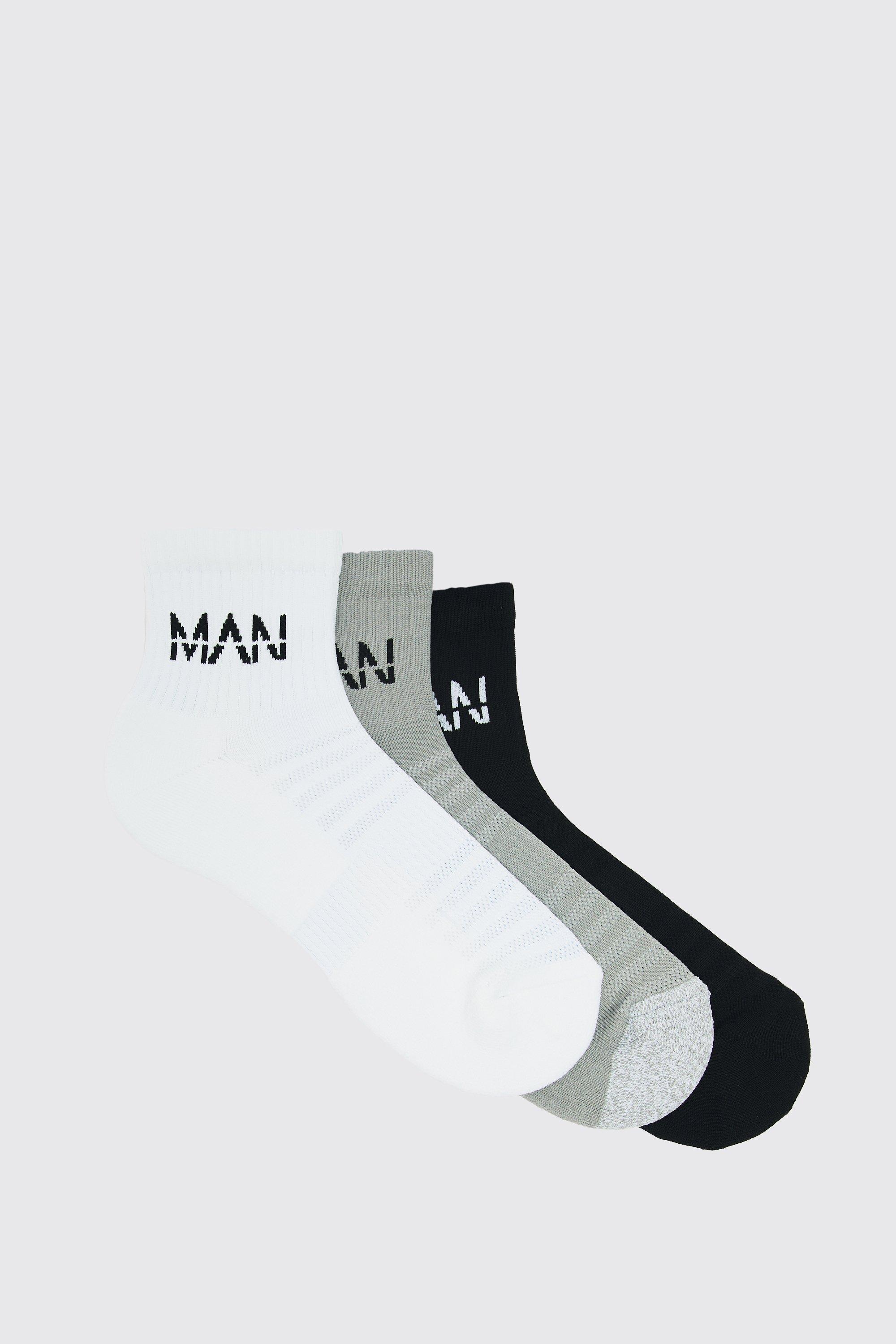 Mens Multi Man Active Cushioned Training Crew 3 Pack Sock, Multi