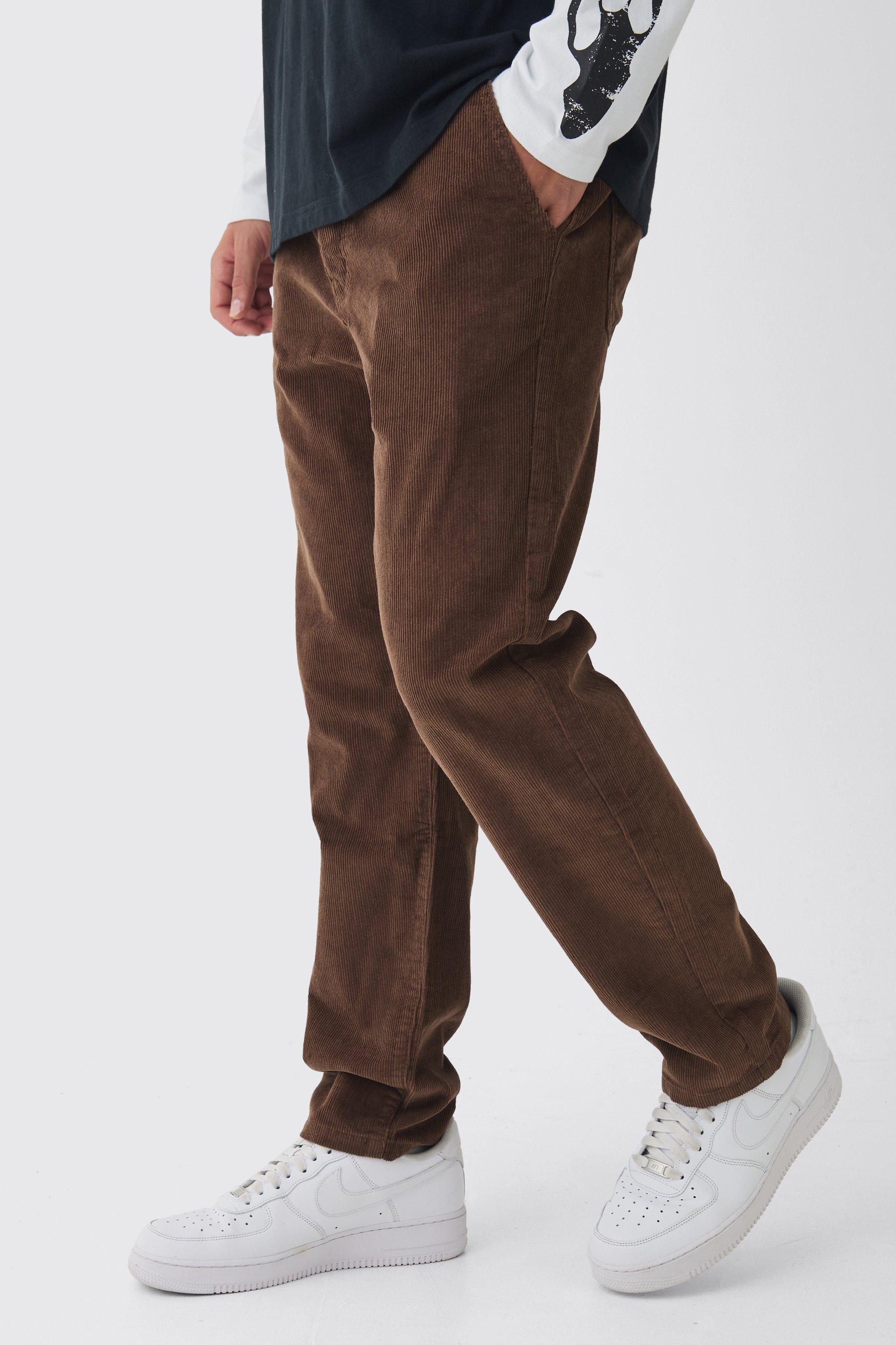 Pantaloni affusolati in velluto a coste, Brown