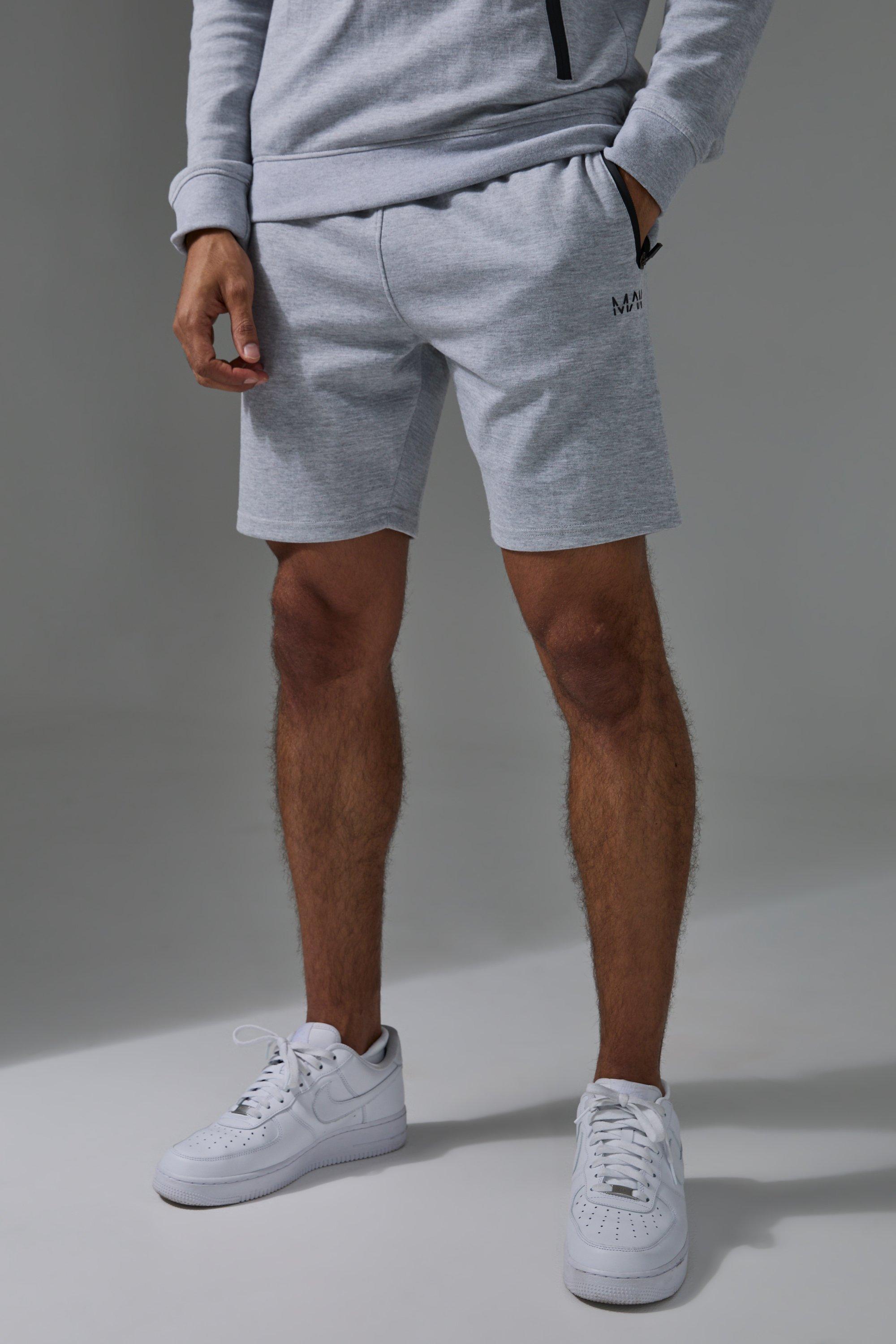 Mens Grey Man Active Pro Fleece Slim Fit 5inch Shorts, Grey