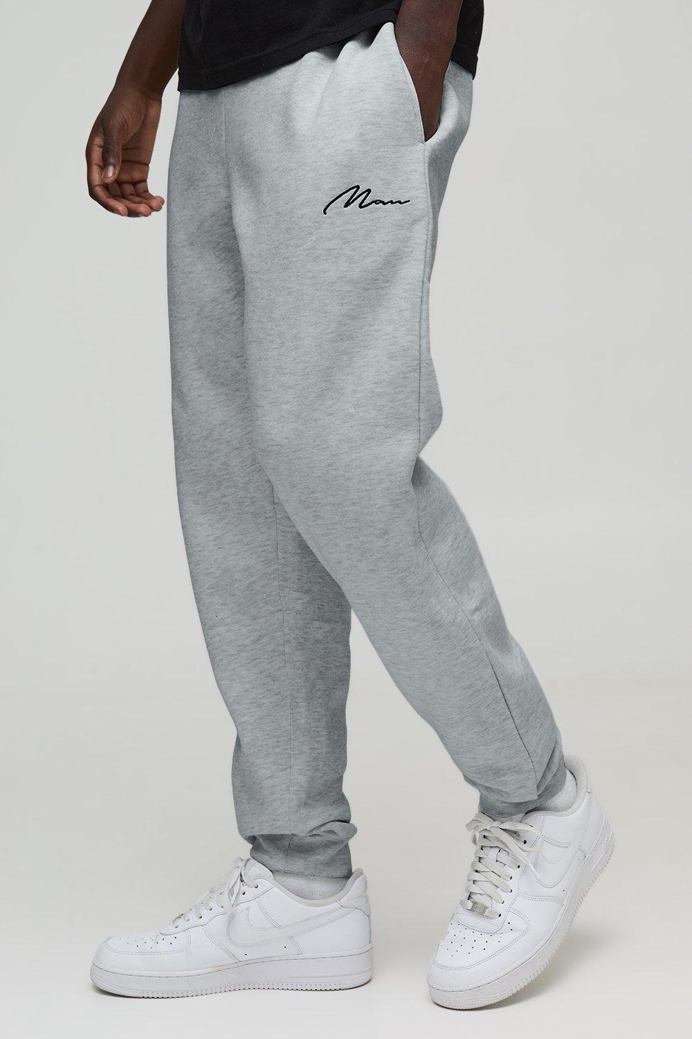 Image of Pantaloni tuta Regular Fit con firma Man, Grigio