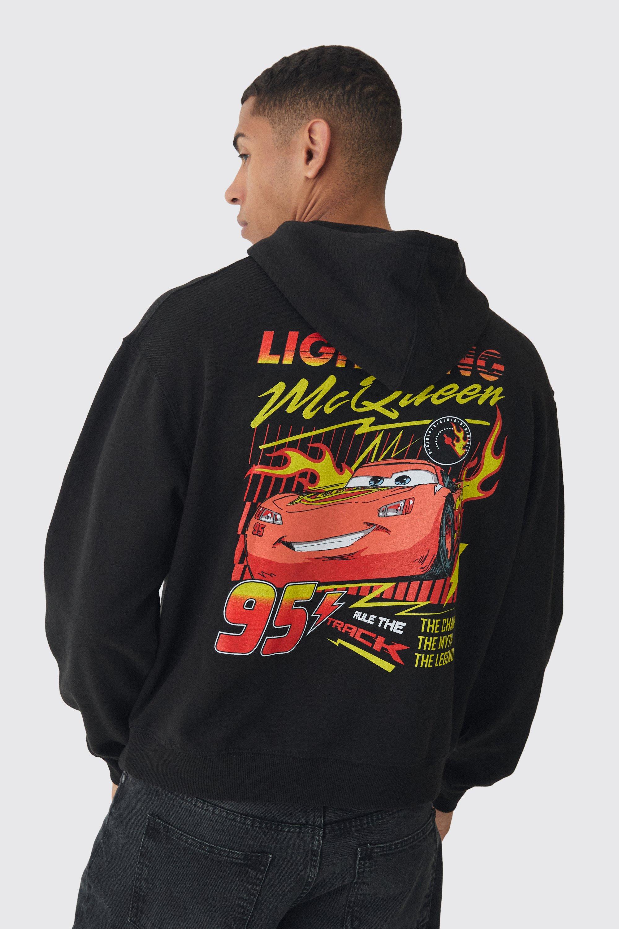 Felpa oversize con stampa ufficiale Pixar Cars e cappuccio, Nero