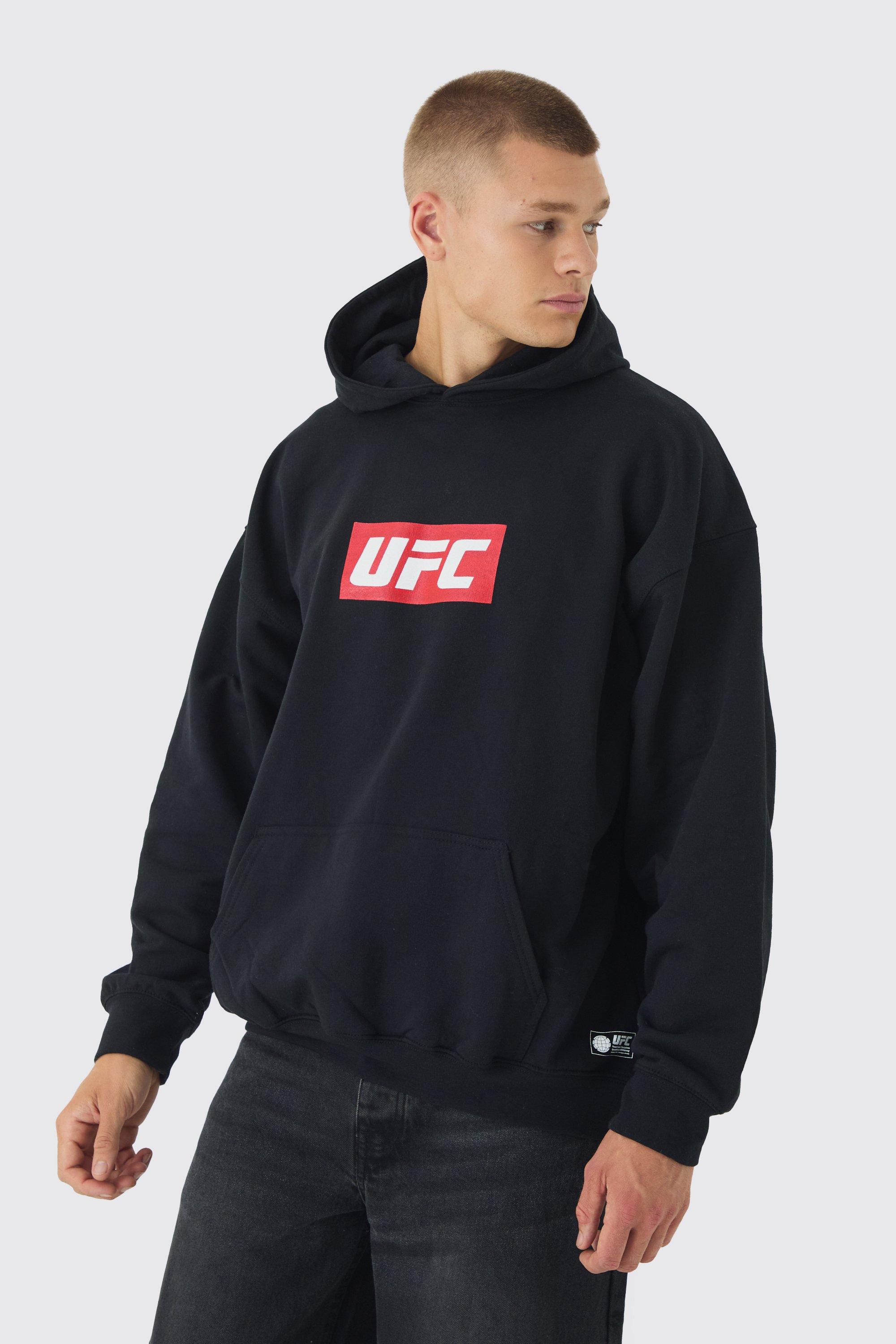 Mens Black Oversized UFC License Print Hoodie, Black