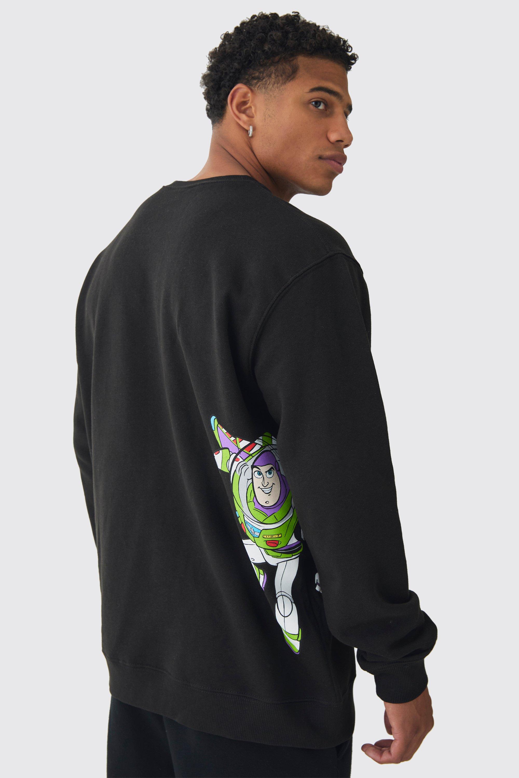 Mens Black Oversized Buzz Lightyear Toy Story License Print Sweatshirt, Black