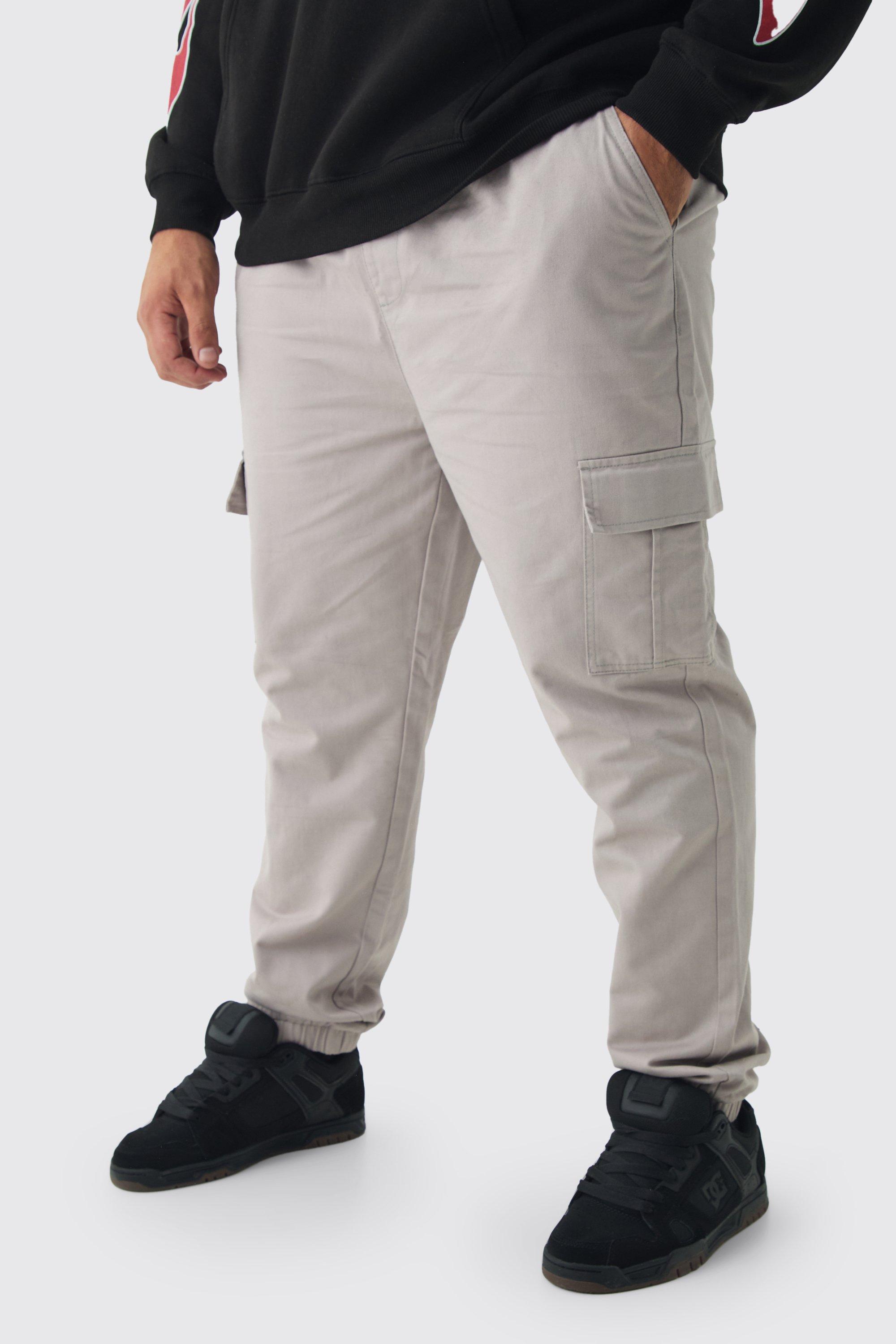 Pantaloni Cargo Plus Size Slim Fit, Grigio