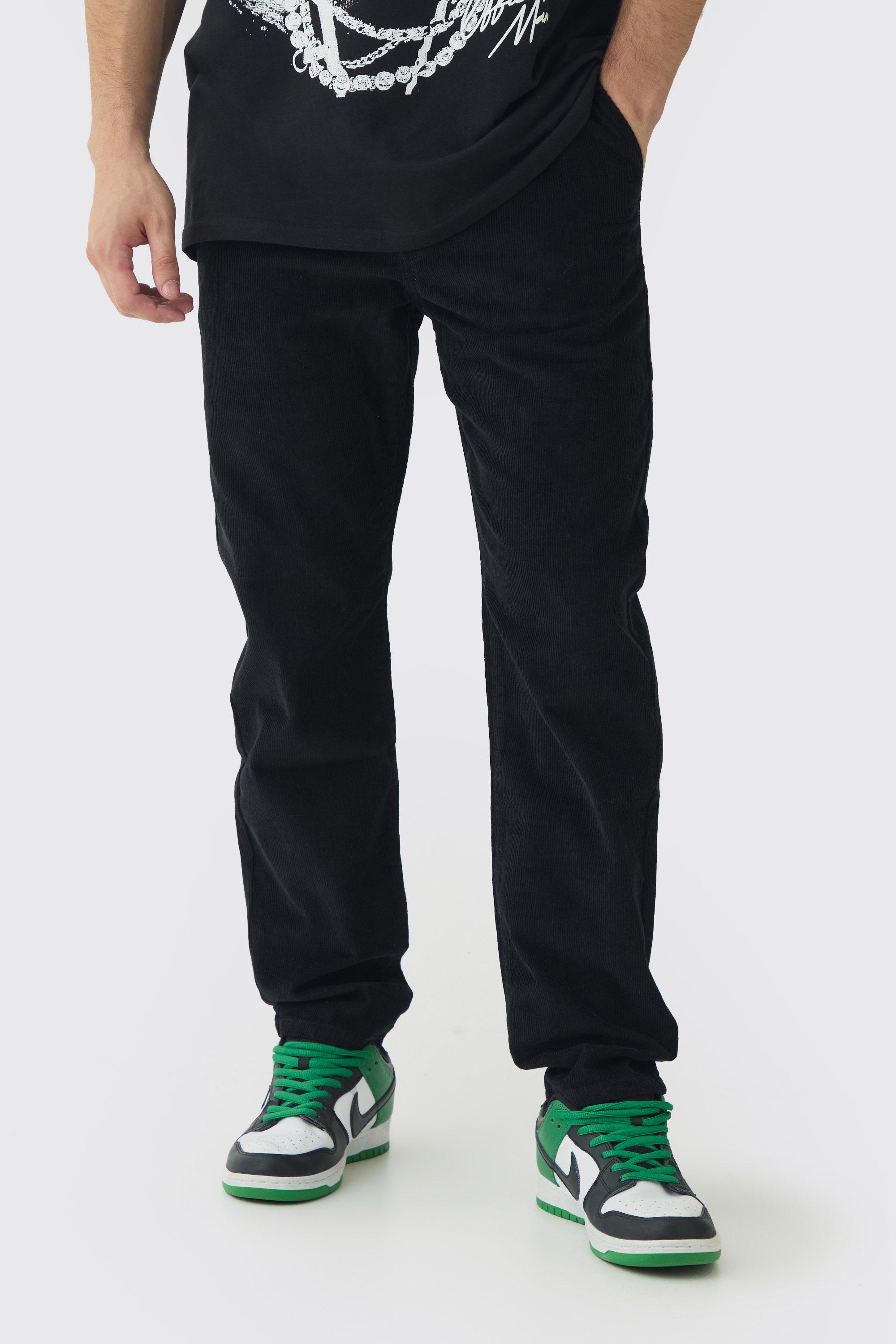 Mens Tall Tapered Cord Trouser in Black, Black