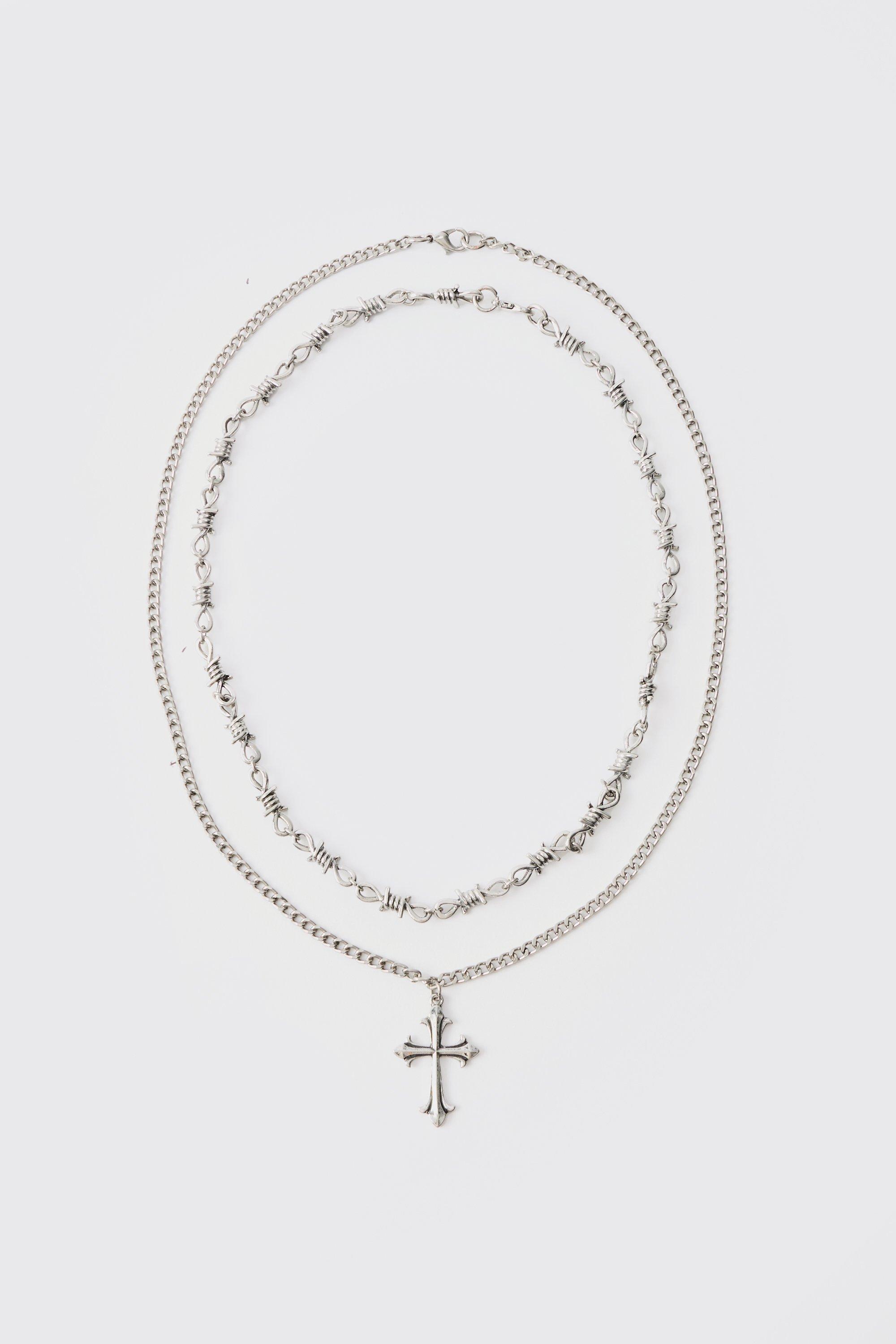 Collana con pendente a croce, Grigio