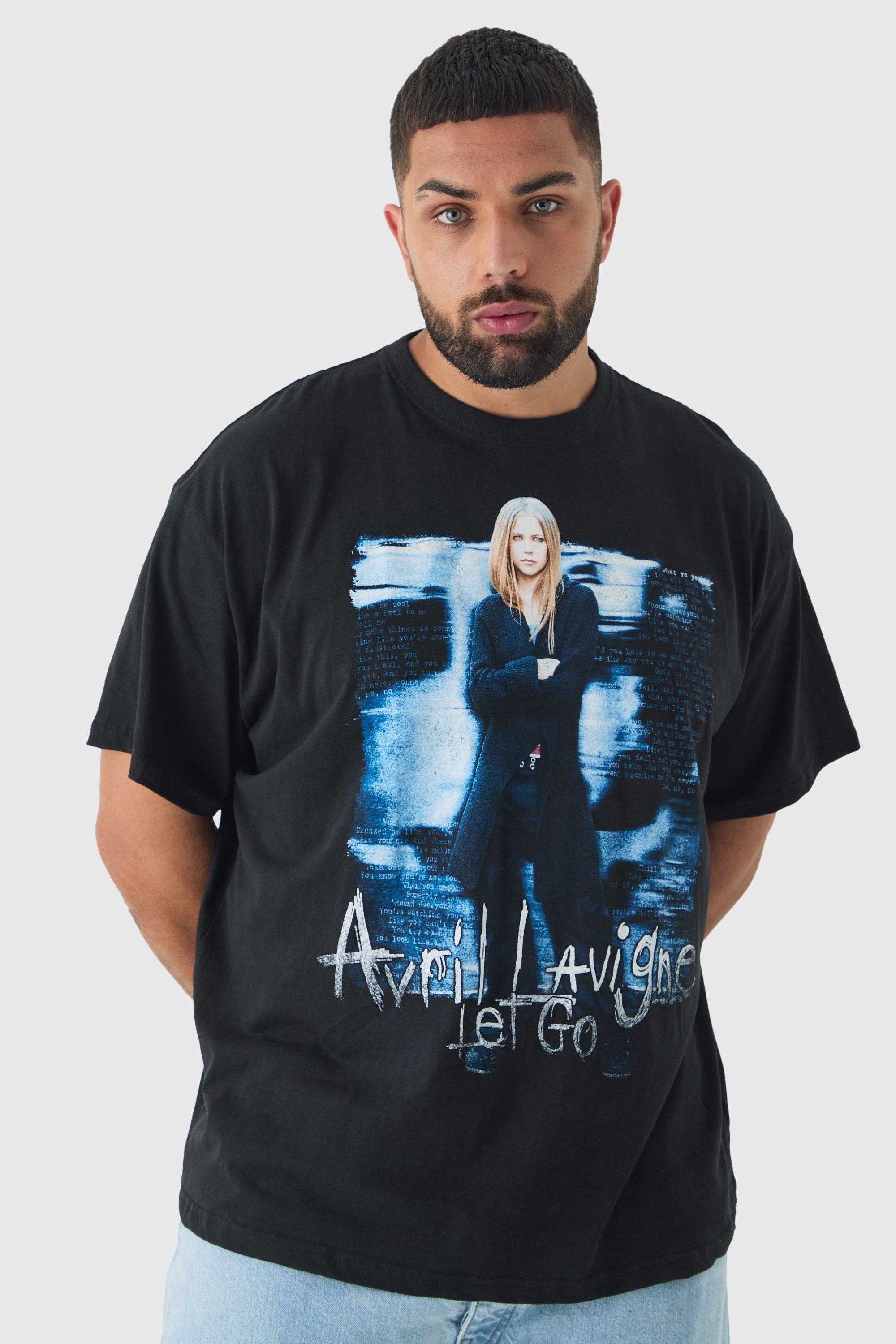 T-shirt Plus Size oversize ufficiale con stampa Avril Lavigne, Nero