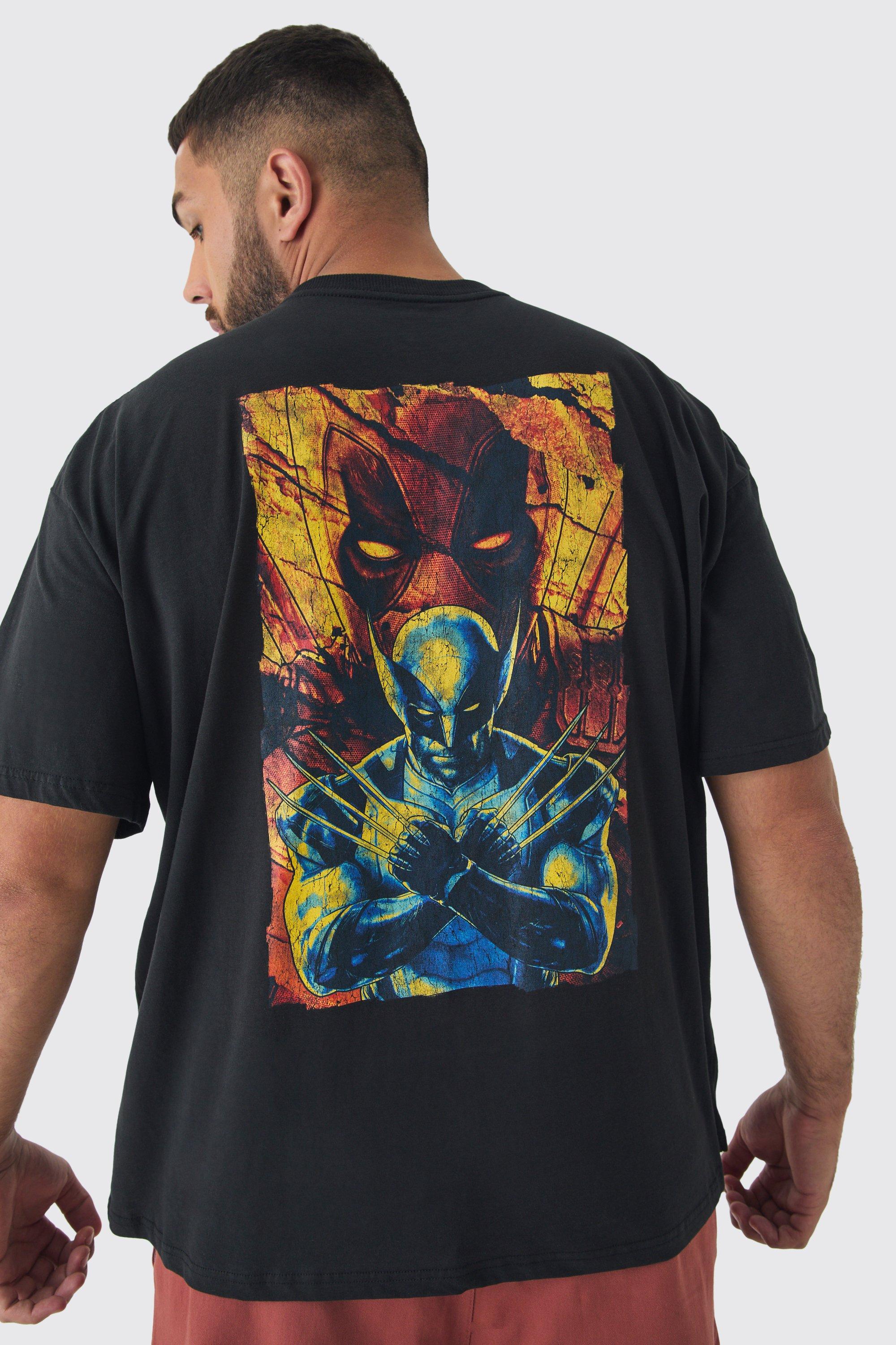 T-shirt Plus Size oversize ufficiale Deadpool Wolverine, Nero
