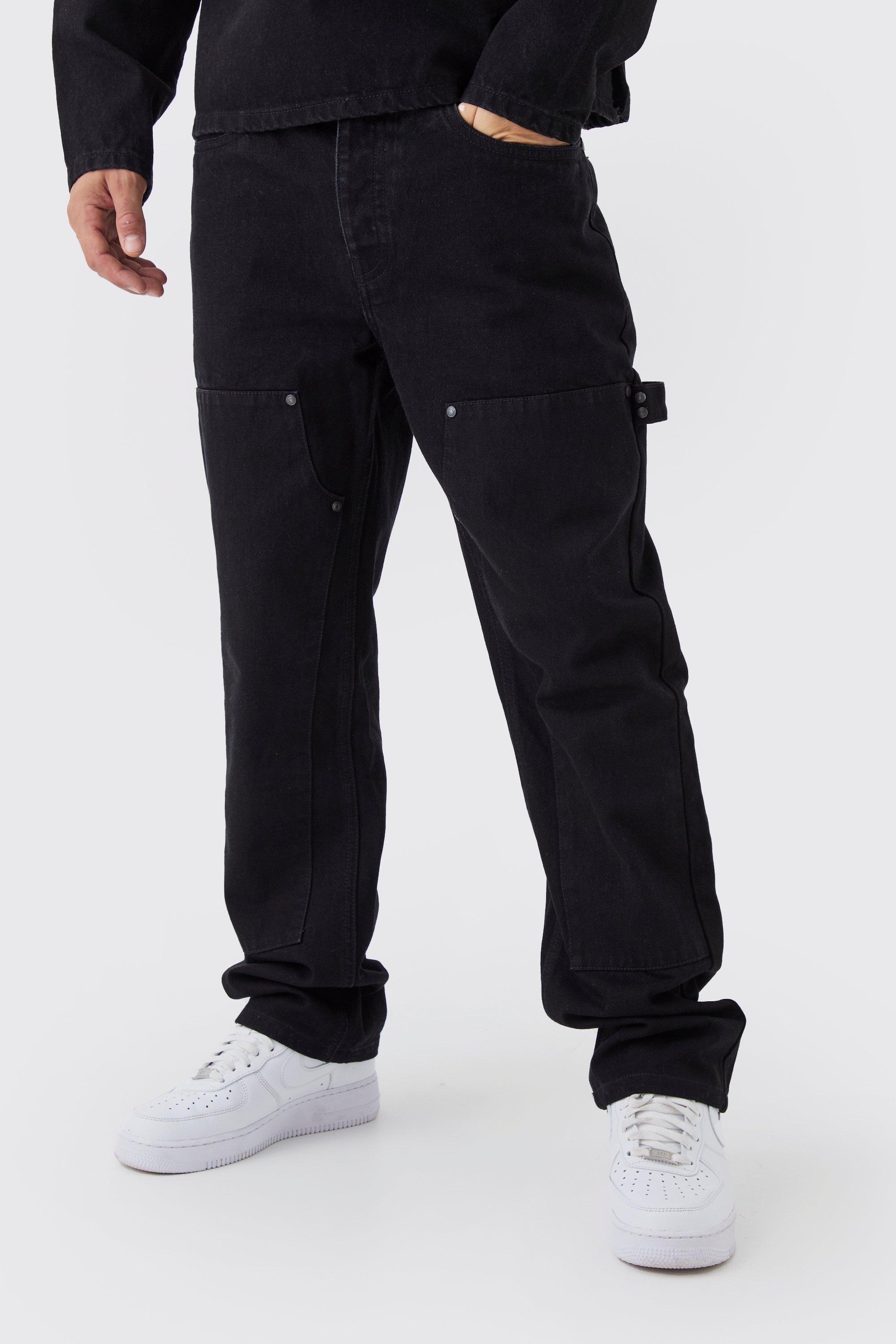 Boohoo Zwarte Carpenter Jeans Met Rechte Pijpen, True Black