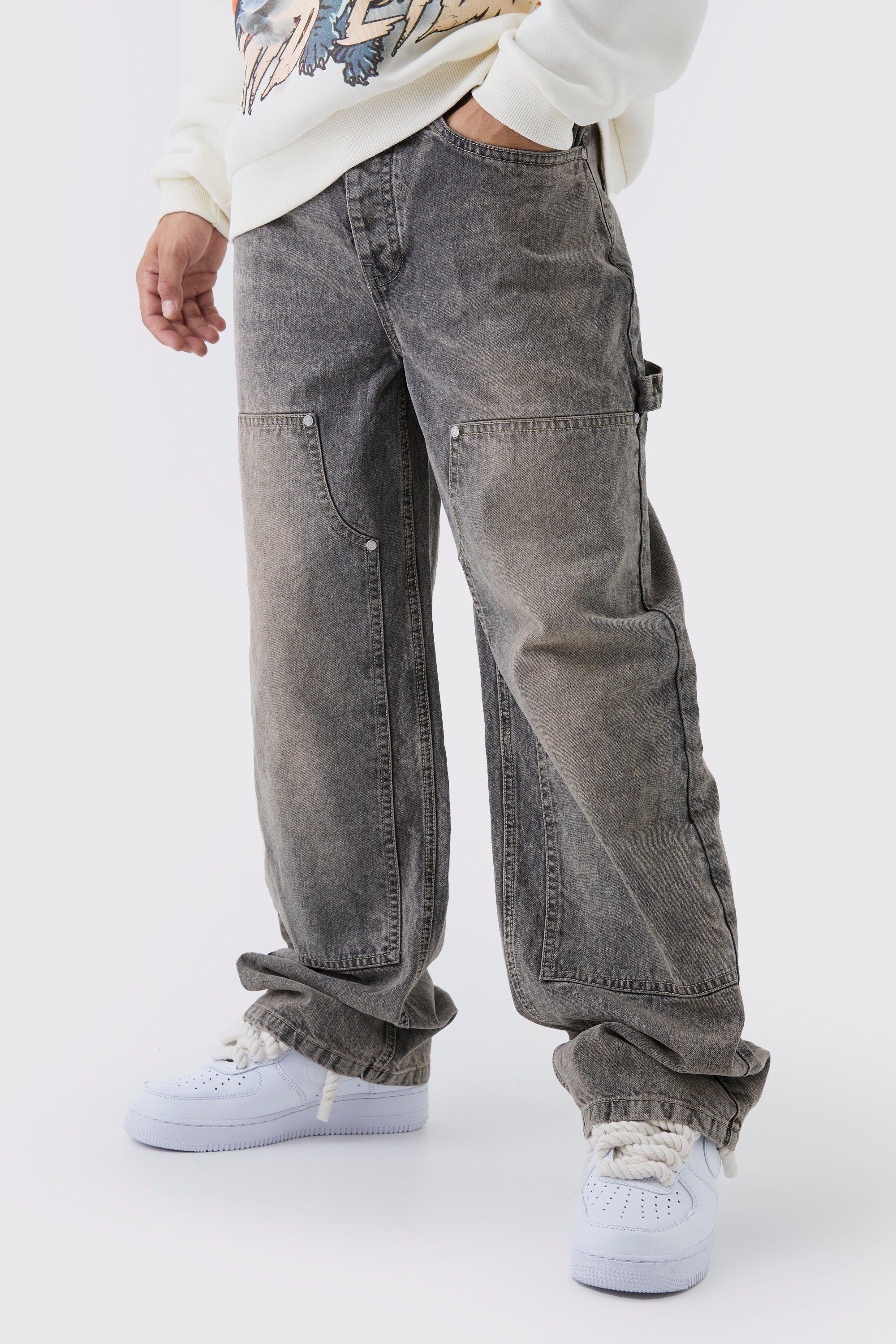 Mens Beige Relaxed Fit Carpenter Jeans, Beige