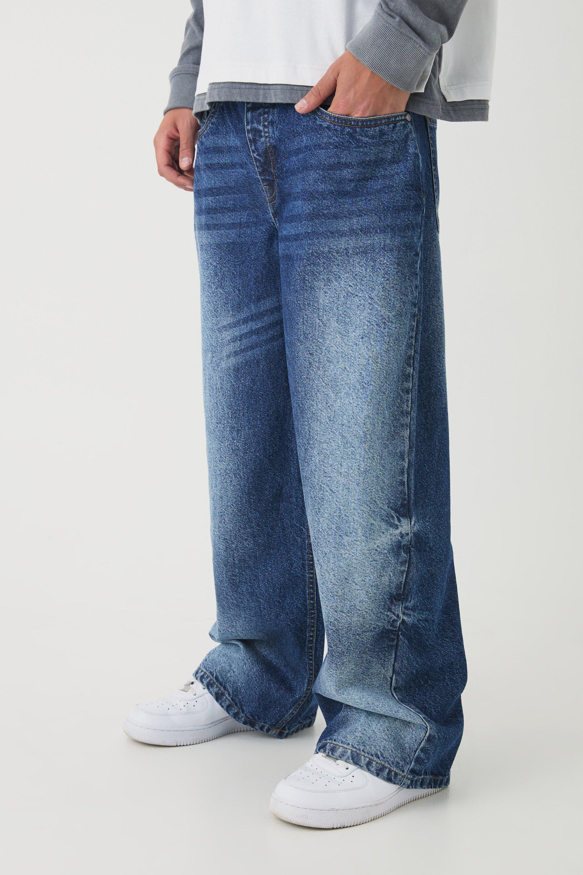 Boohoo Gebleekte Blauwe Baggy Jeans, Blue