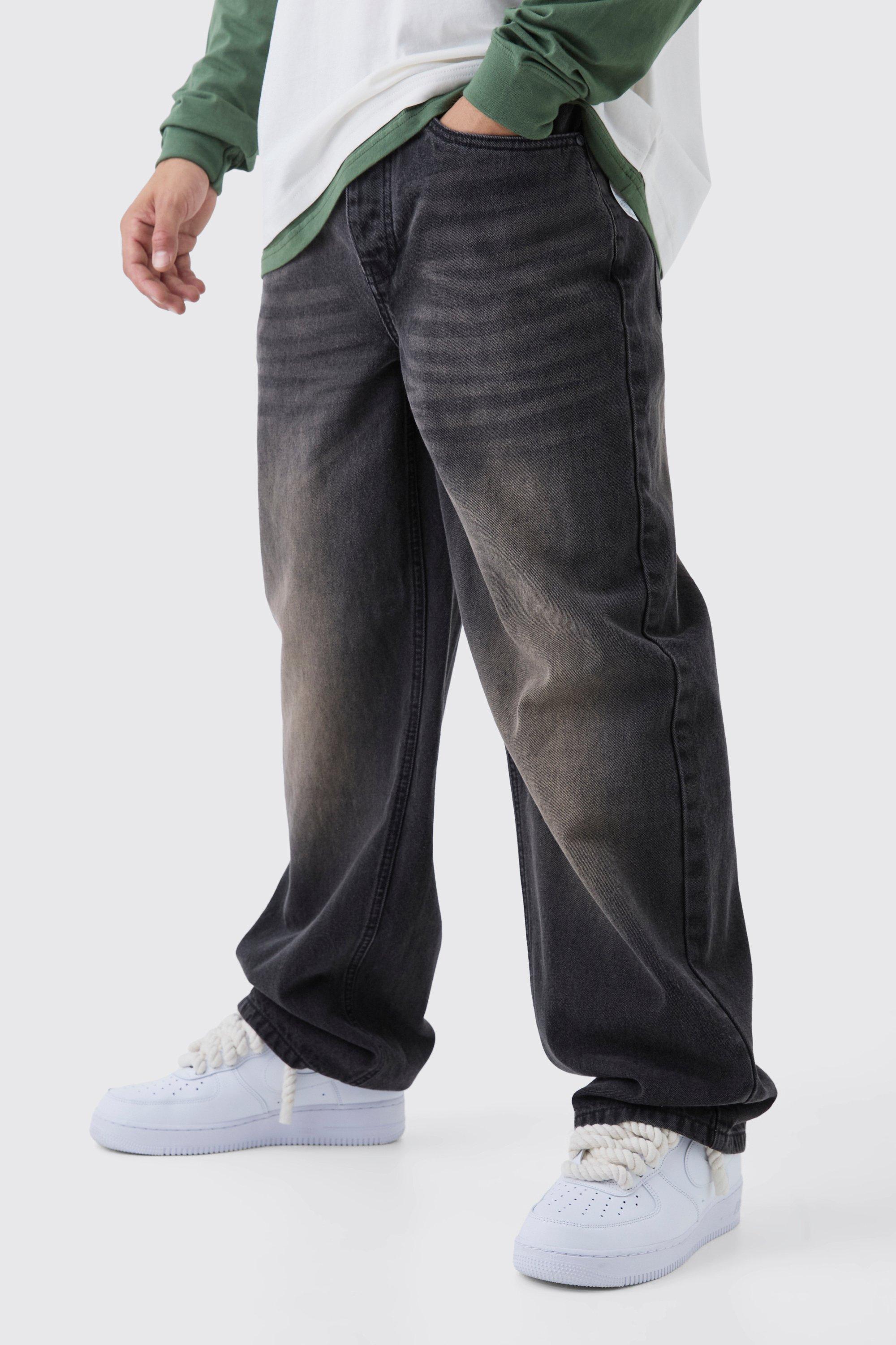 Mens Relaxed Fit Brown Washed Jeans, Brown