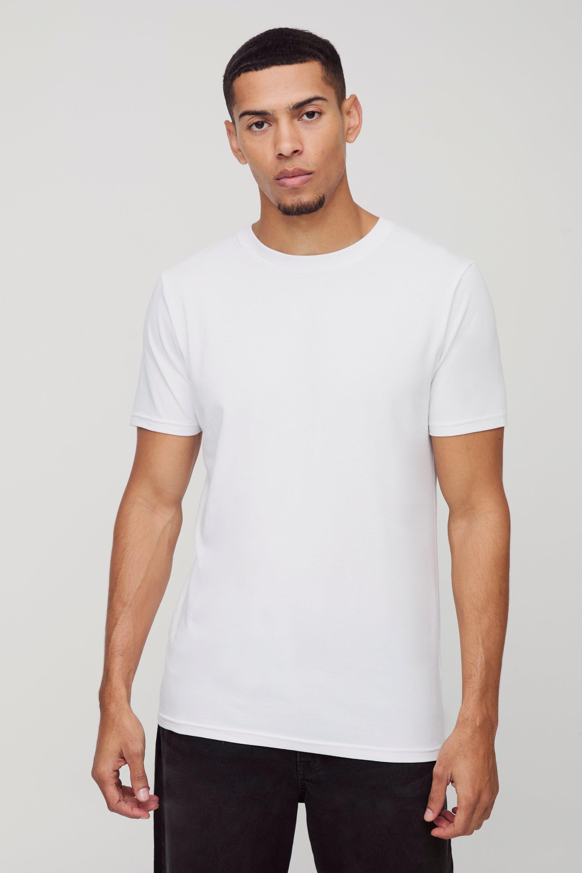 T-shirt Premium Slim Fit in modal con contenuti, Bianco