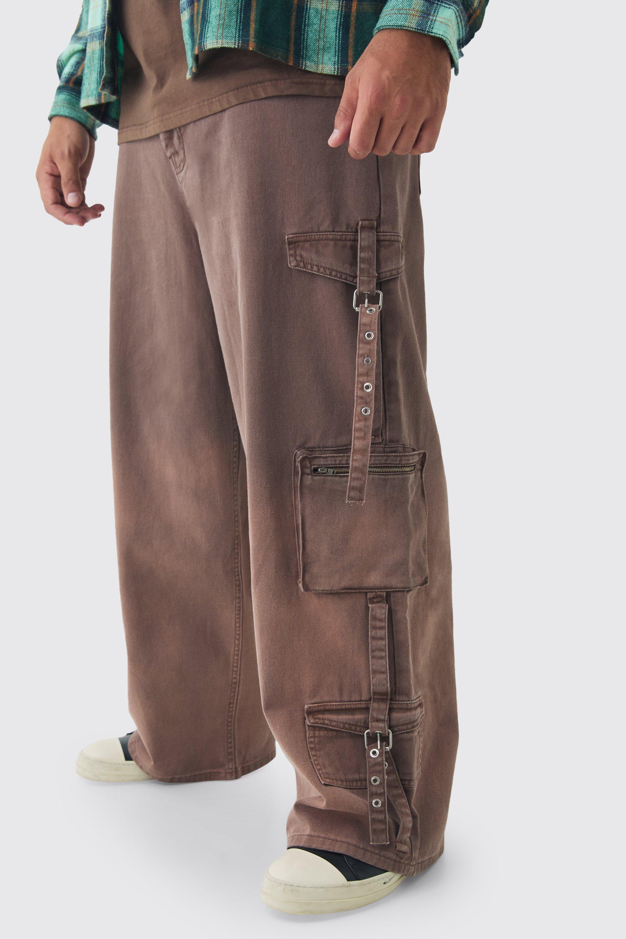 Pantaloni Cargo rilassati Plus Size effetto sfumato, Brown