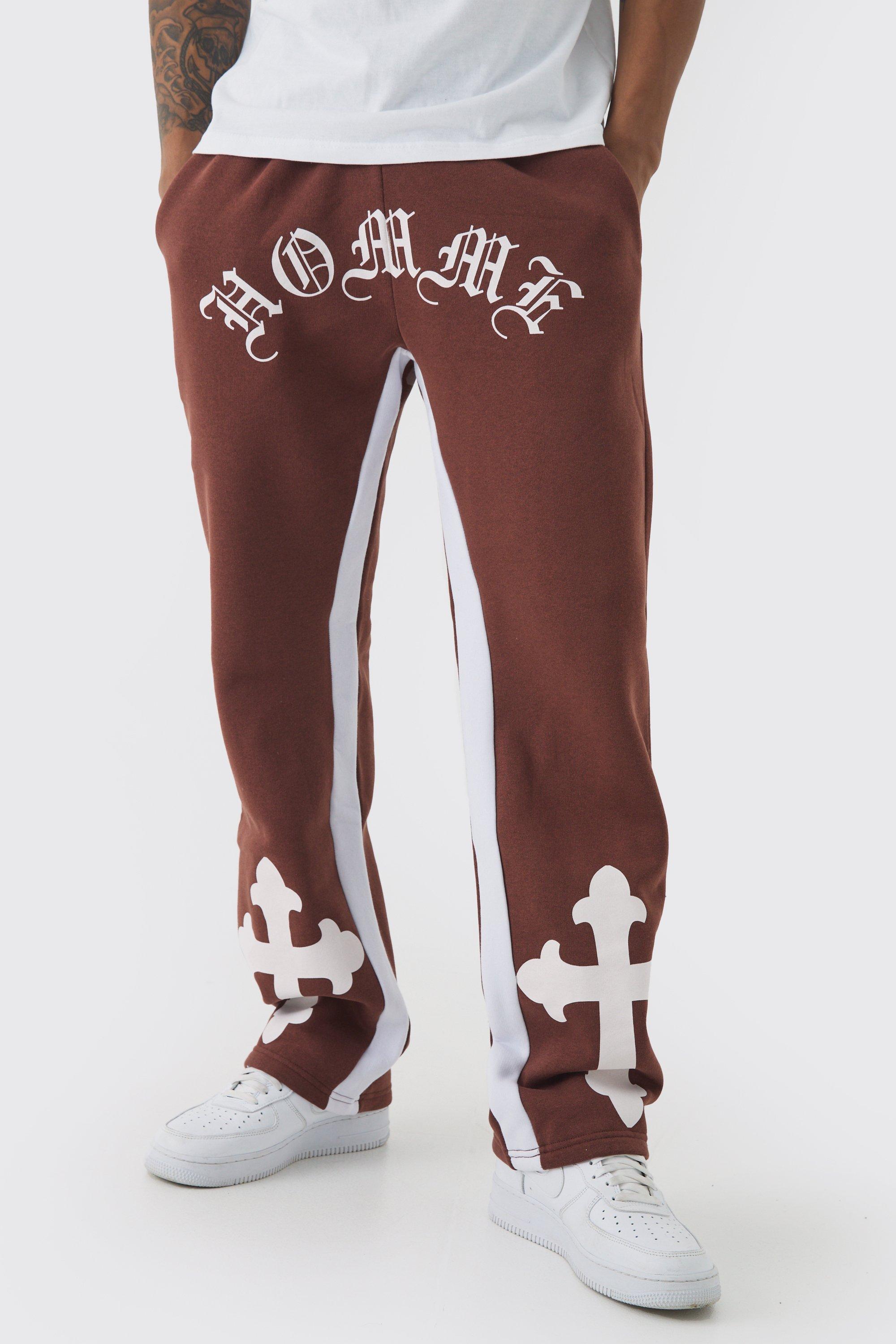 Mens Orange Relaxed Gothic Homme Cross Gusset Jogger, Orange