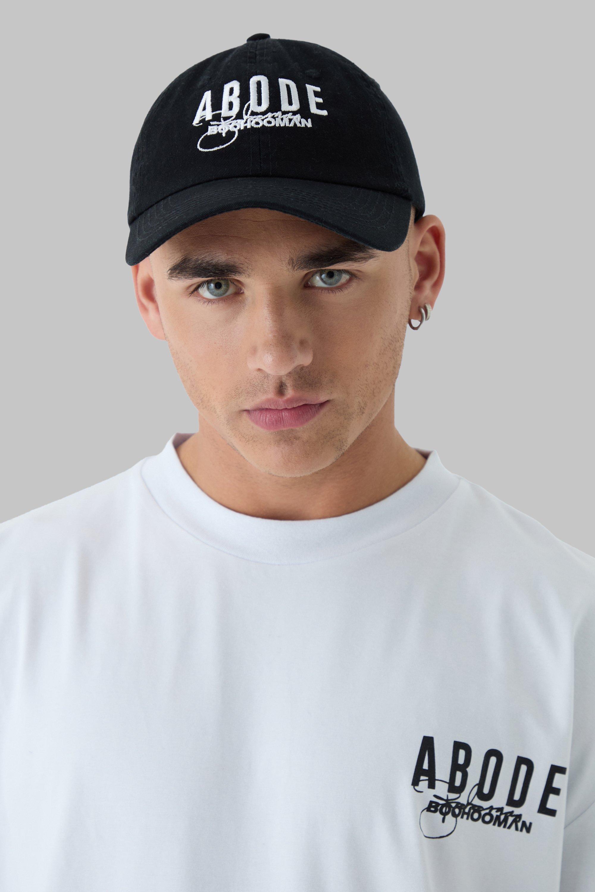 Mens Black Abode Embroidered Trucker Cap, Black