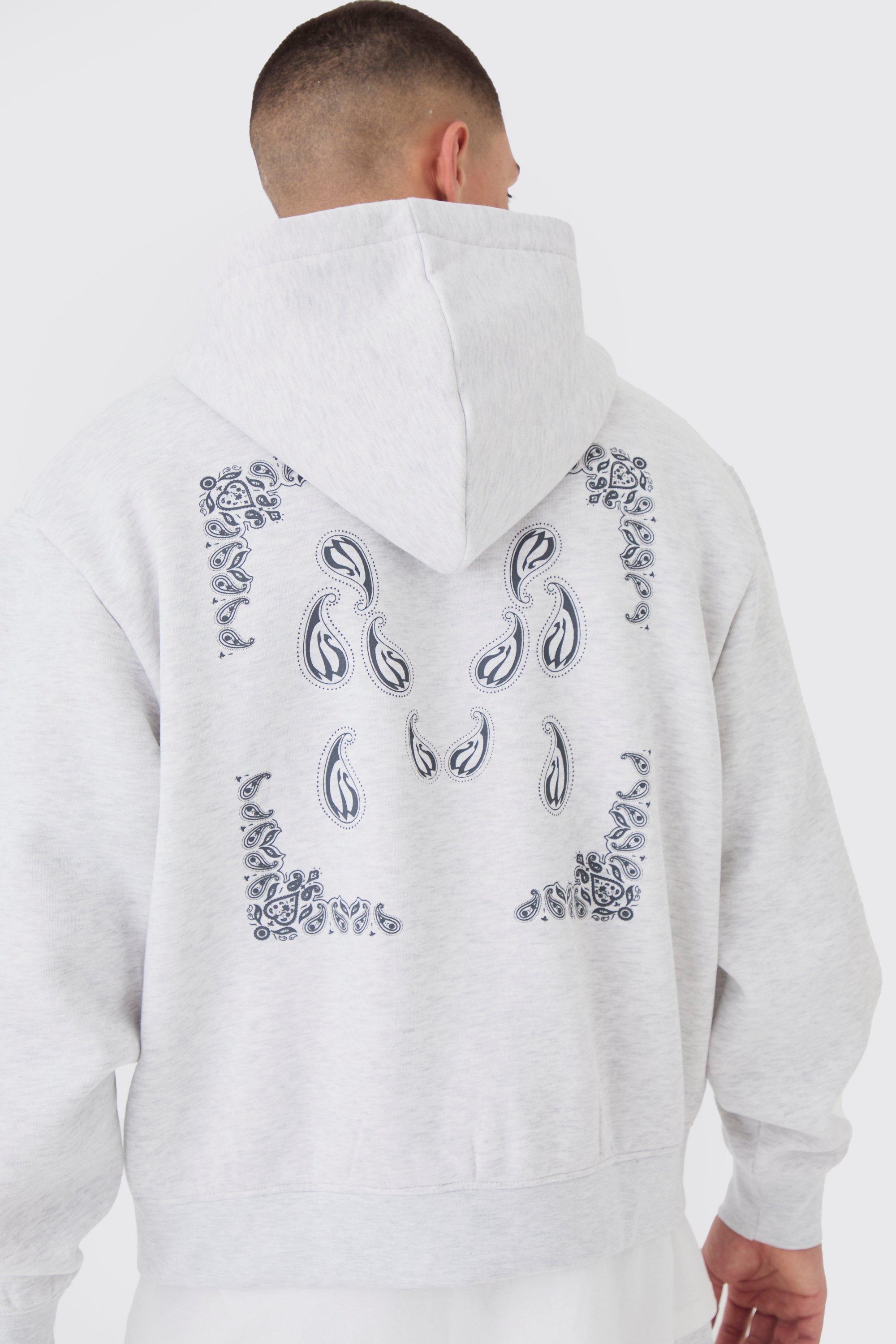 womens regular paisley back print zip through hoodie - grey - m, grey