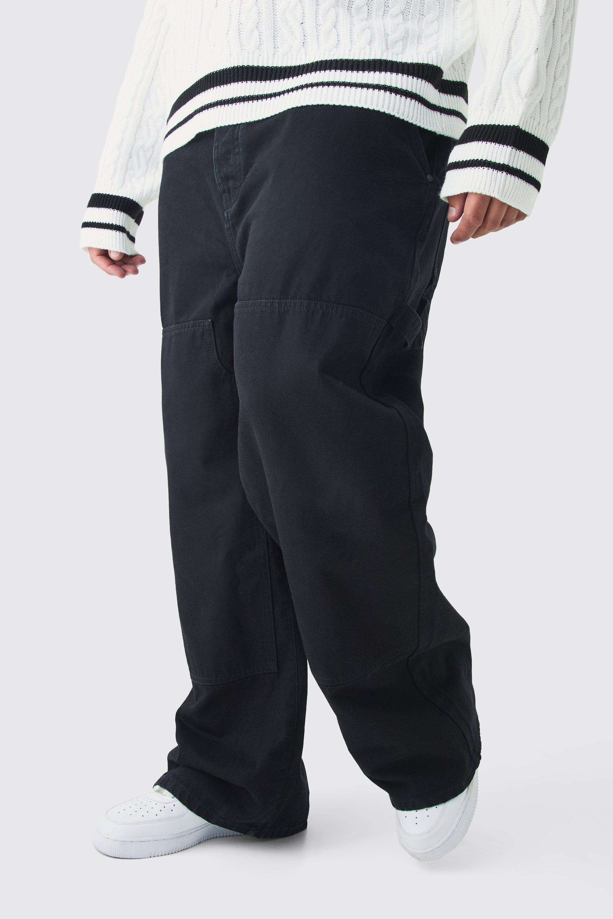 Mens Black Plus Relaxed Fit Carpenter Jeans, Black