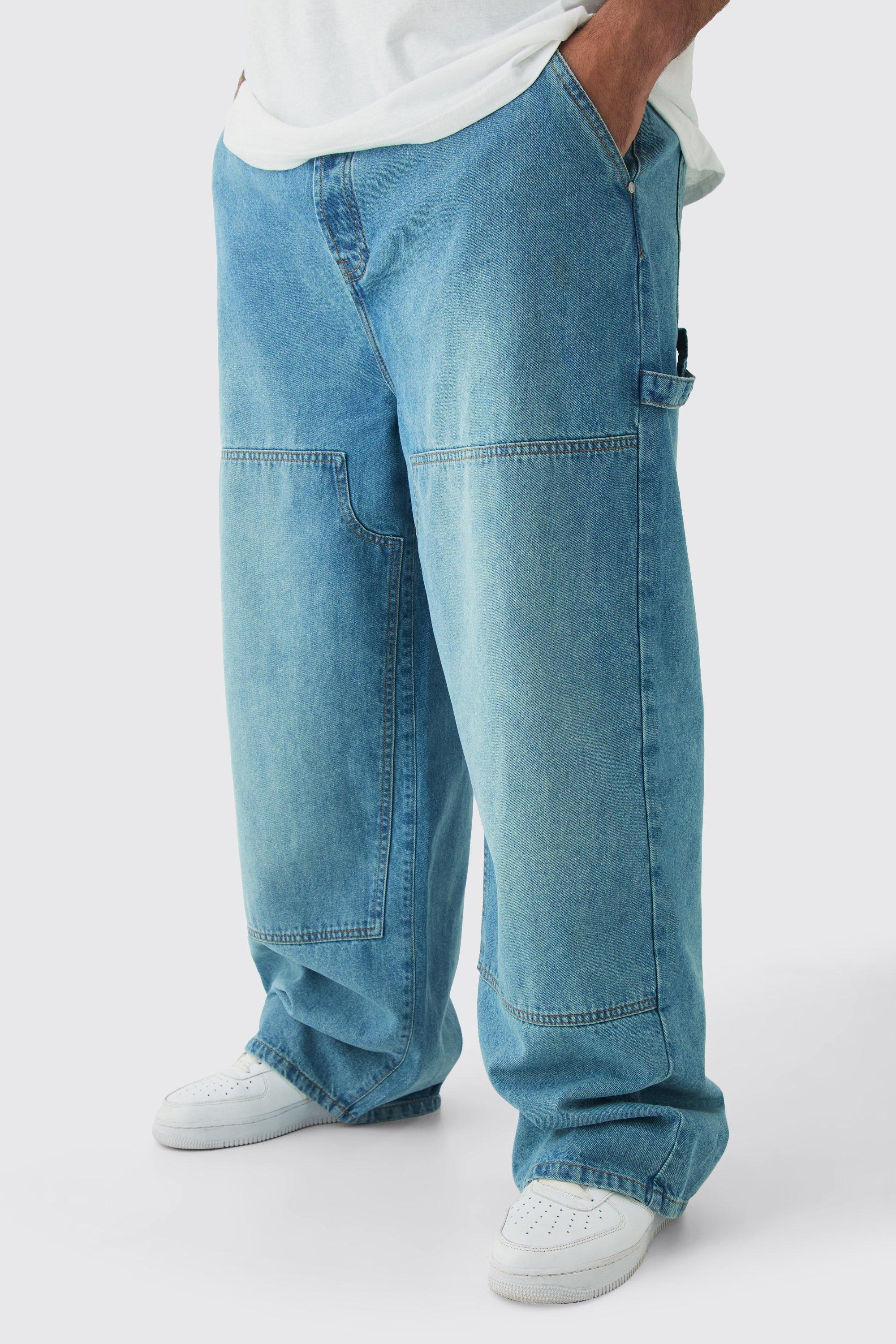 Mens Blue Plus Relaxed Fit Carpenter Jeans, Blue