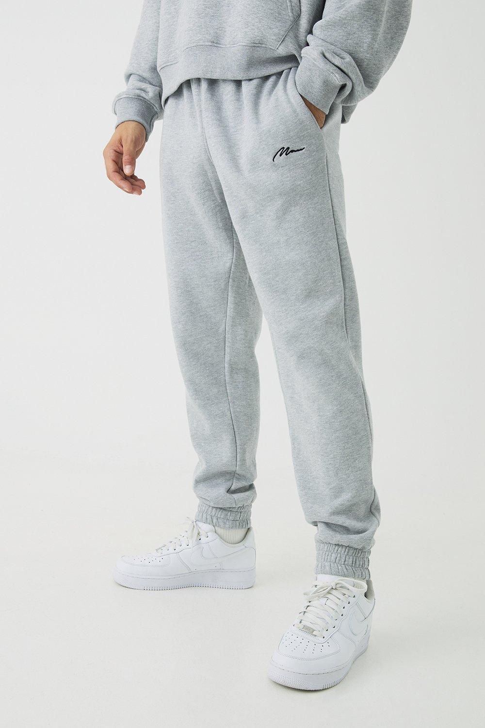 Pantaloni tuta Regular Fit Basic con firma Man, Grigio