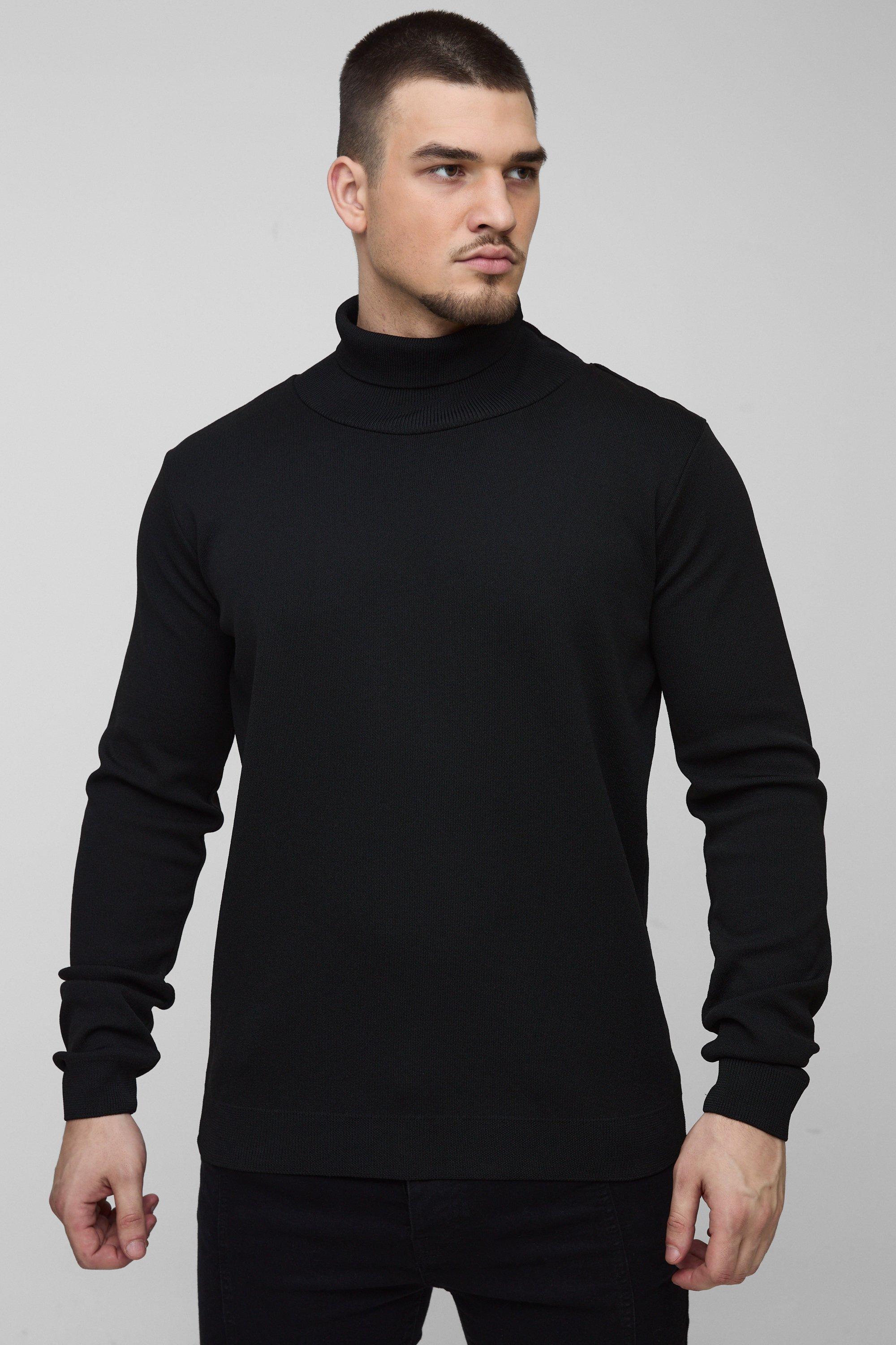 Maglione Tall Basic Regular Fit a collo alto nero, Nero