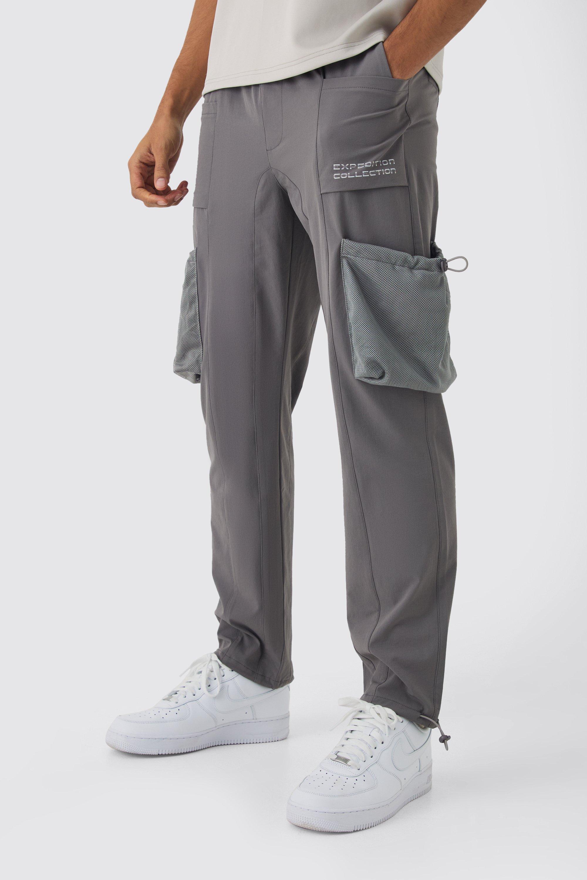 Pantaloni tuta Cargo affusolati con vita elasticizzata, Grigio