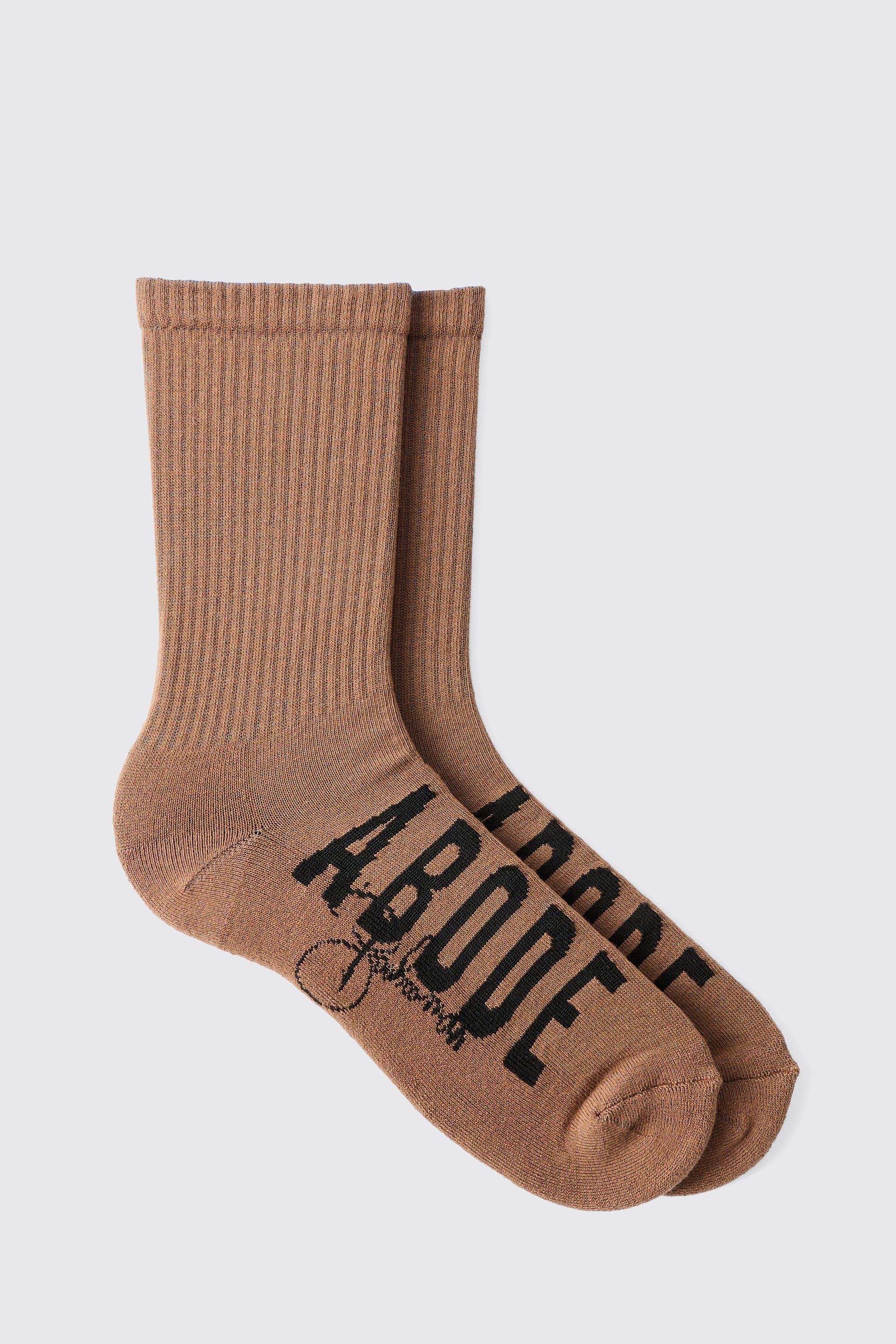 Mens Brown Abode Jacquard Socks, Brown