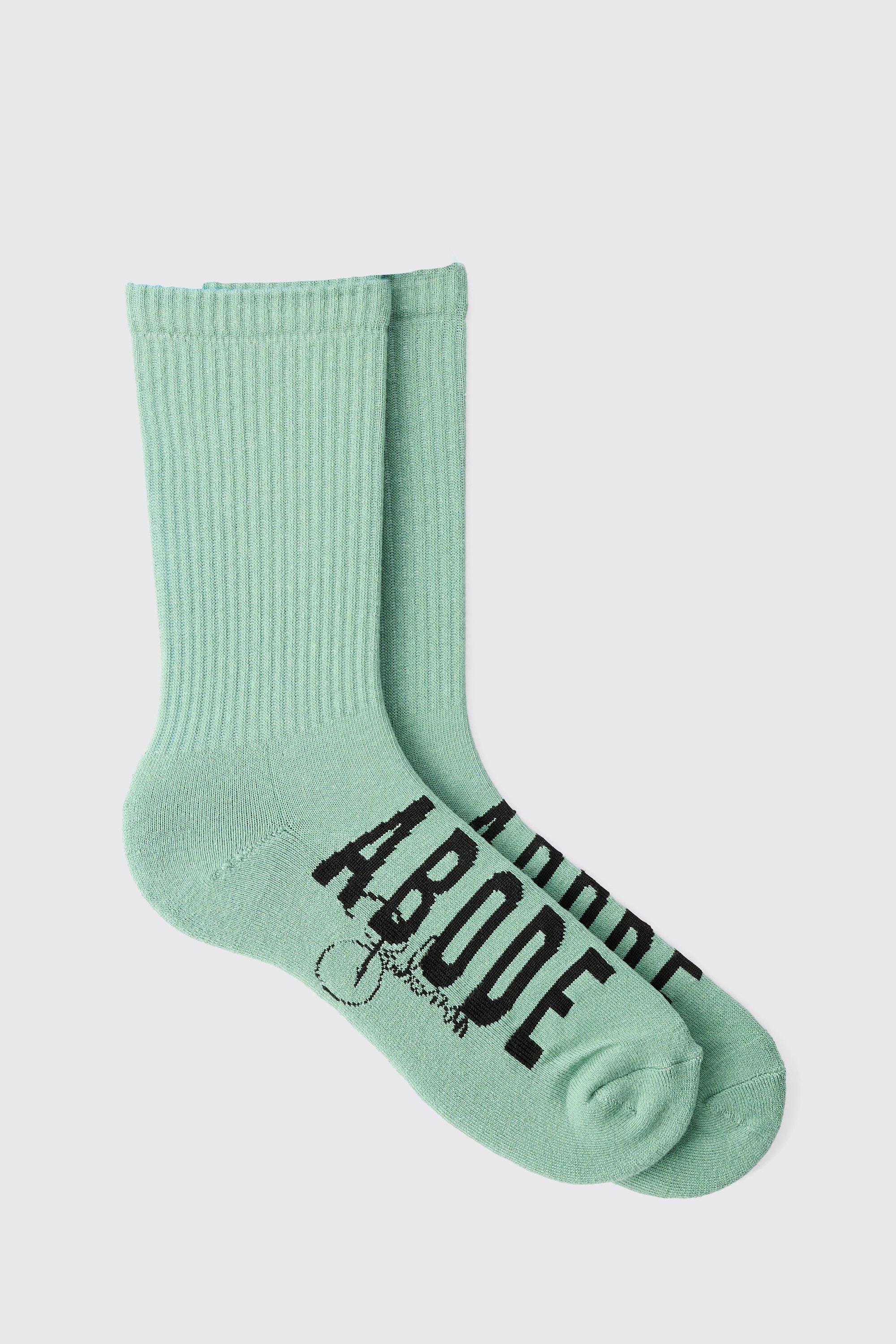 Mens Green Abode Jacquard Socks, Green