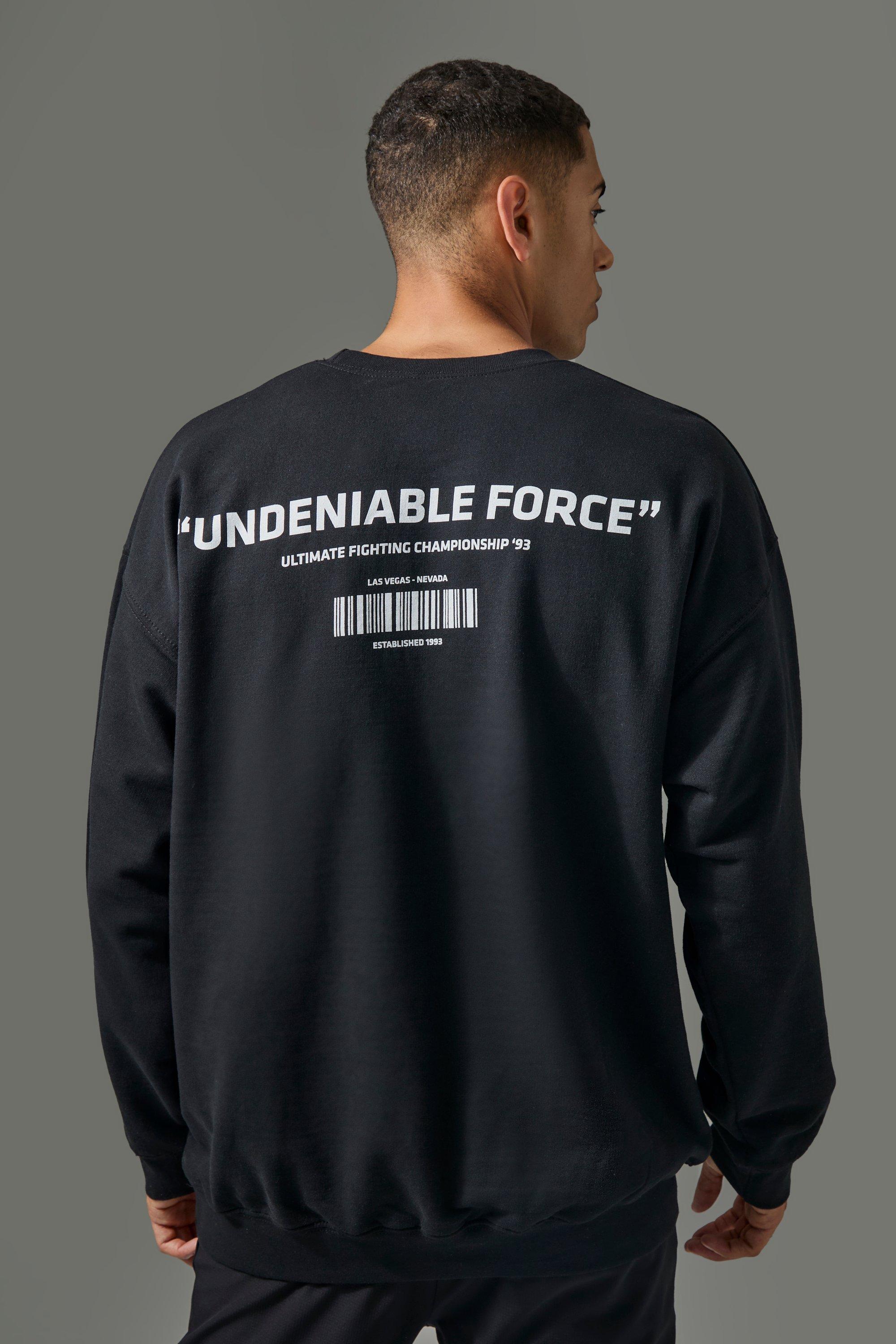 Mens Black Active Oversized UFC Undeniable Force License Sweatshirt, Black