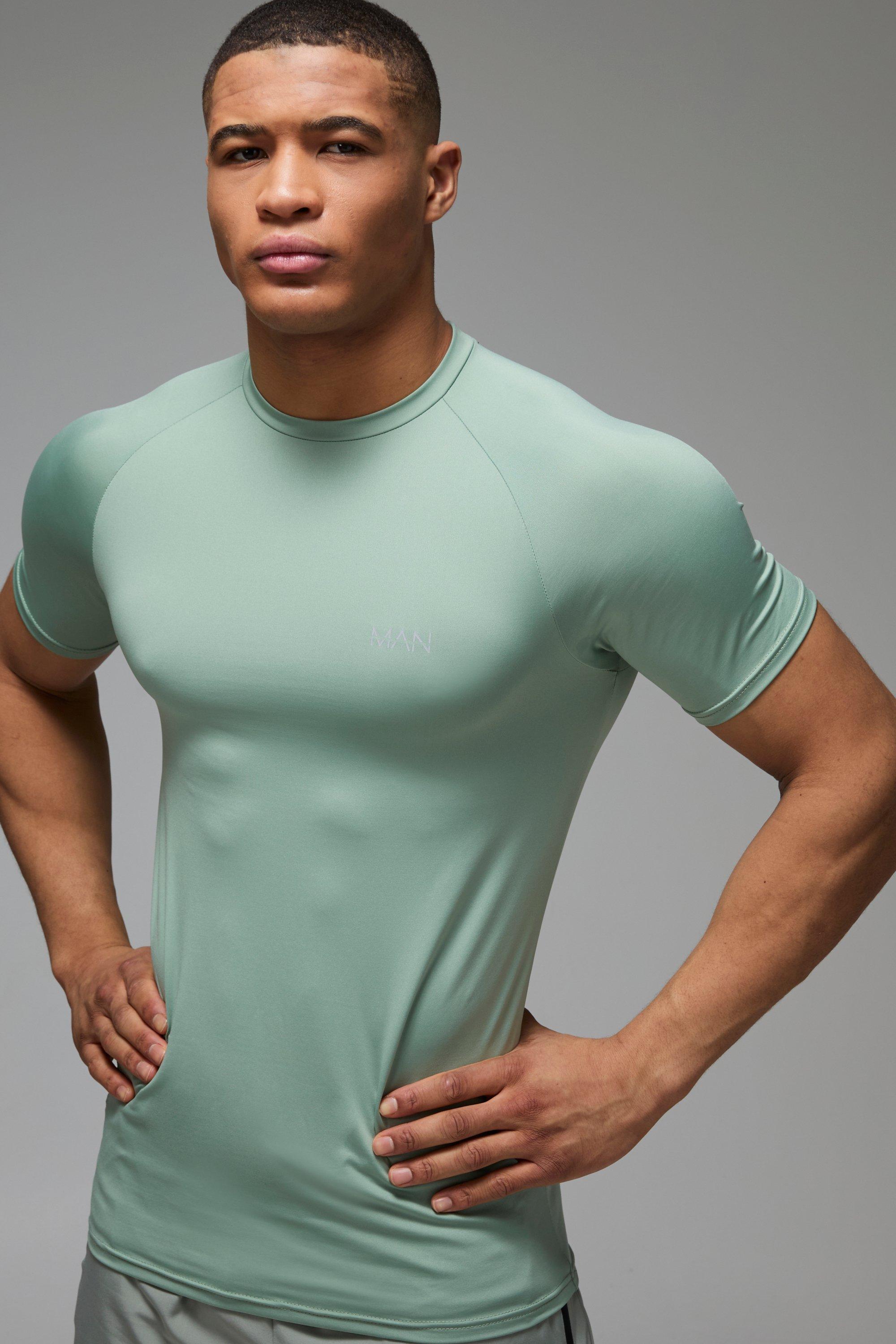 Mens Green Man Active Muscle Fit T-shirt, Green
