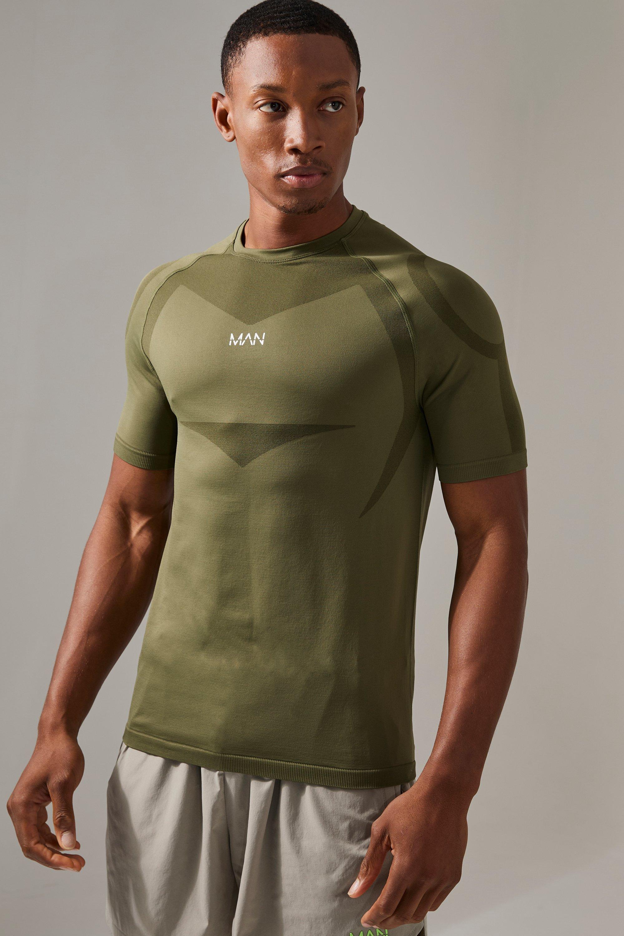 T-shirt attillata Man Active senza cuciture, Verde