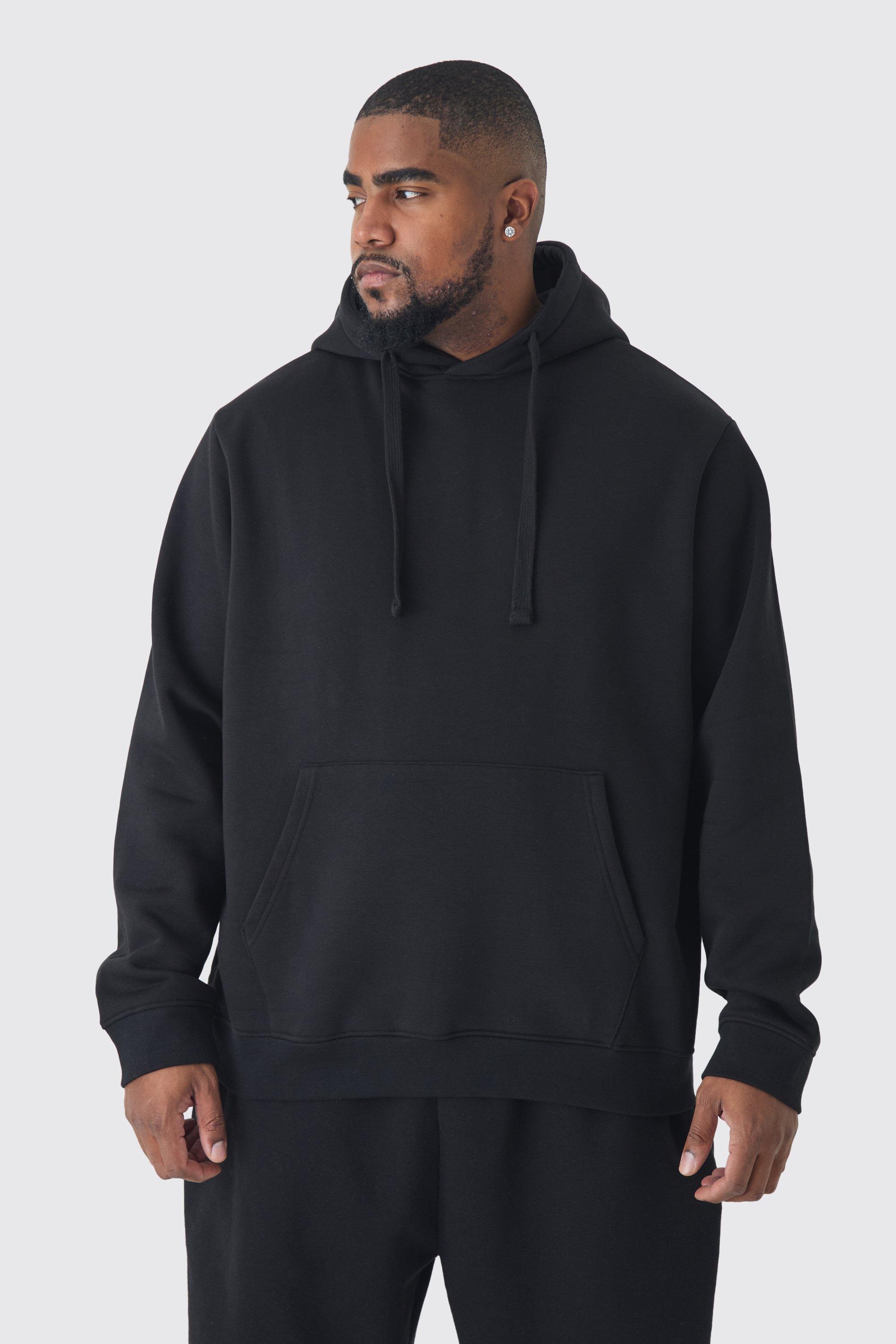 Mens 330GSM Plus Regular Fit Hoodie in Black, Black