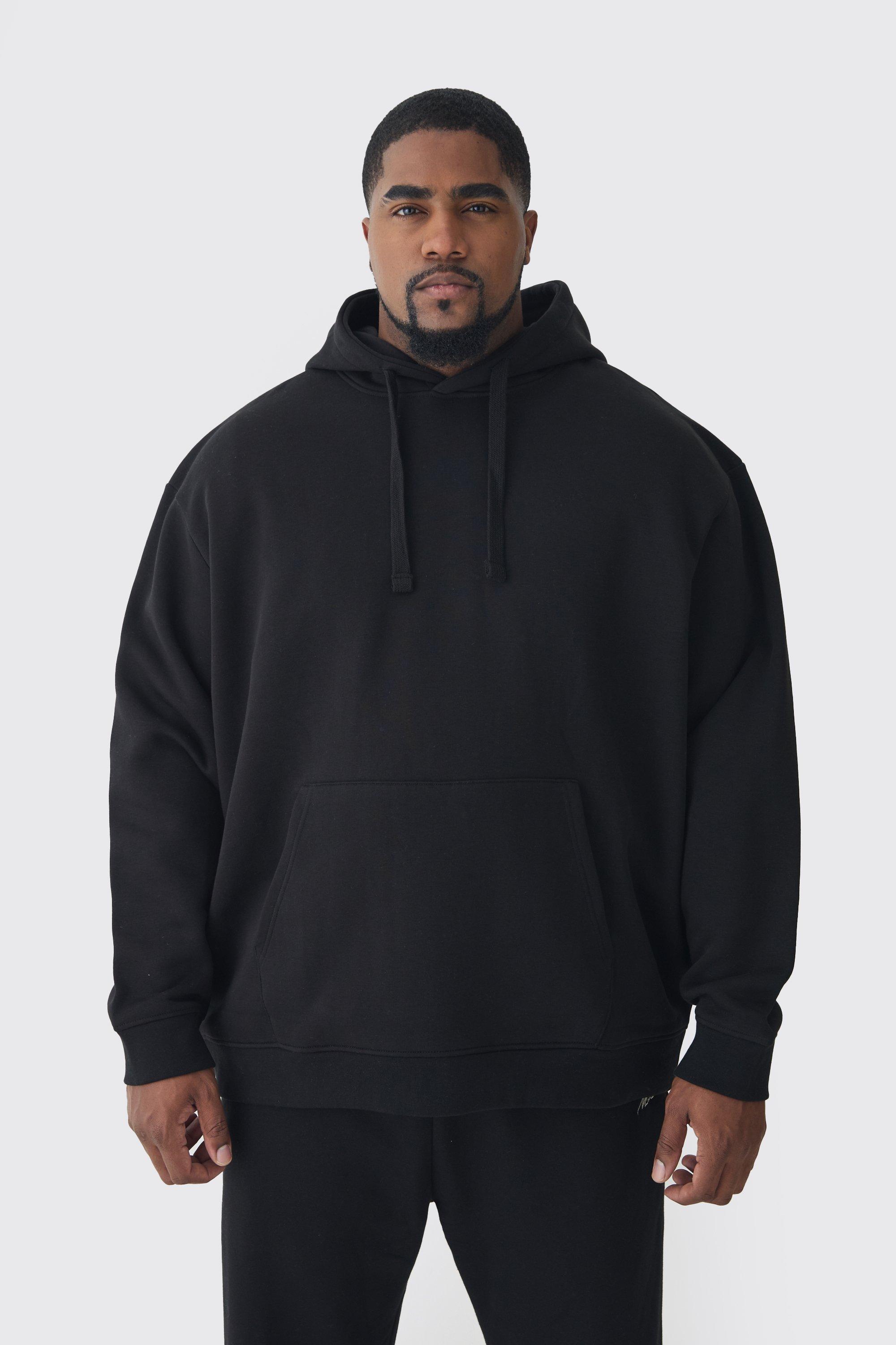 Mens 330GSM Plus Oversized Hoodie in Black, Black