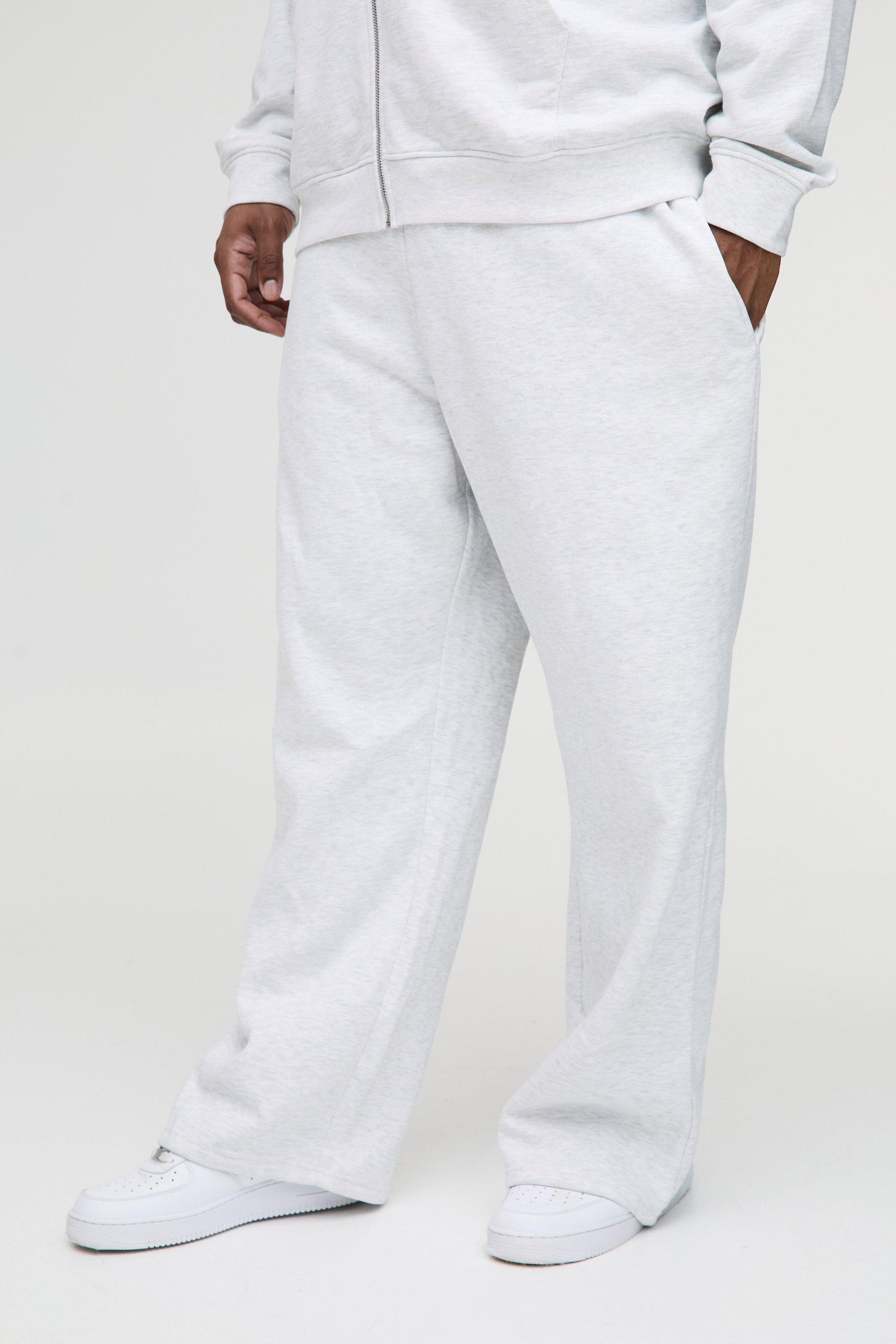 Pantaloni tuta Plus Size dritti grigi in mélange, Grigio