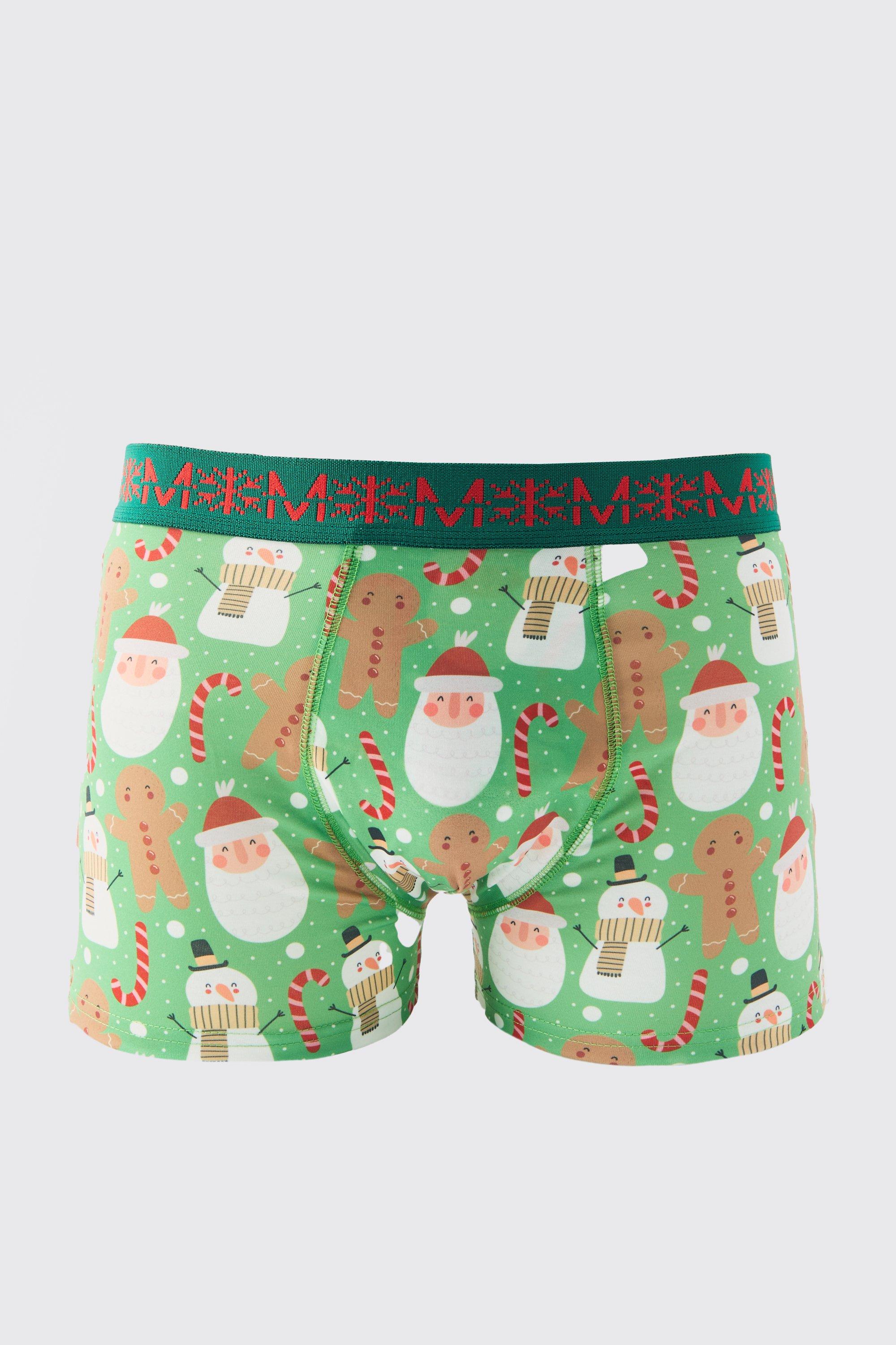 Mens Green Gingerbread Man Boxers, Green