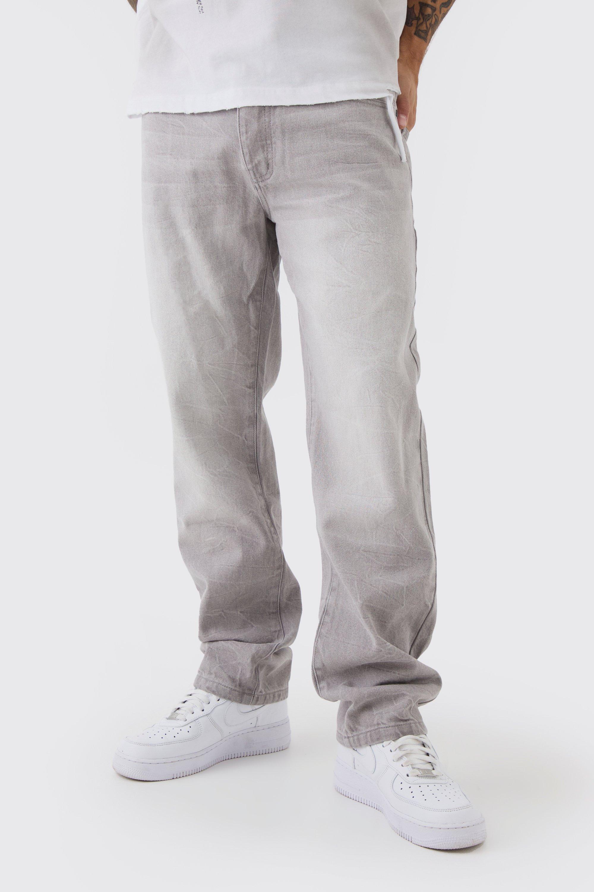 Jeans dritti in denim rigido colorato, Grigio