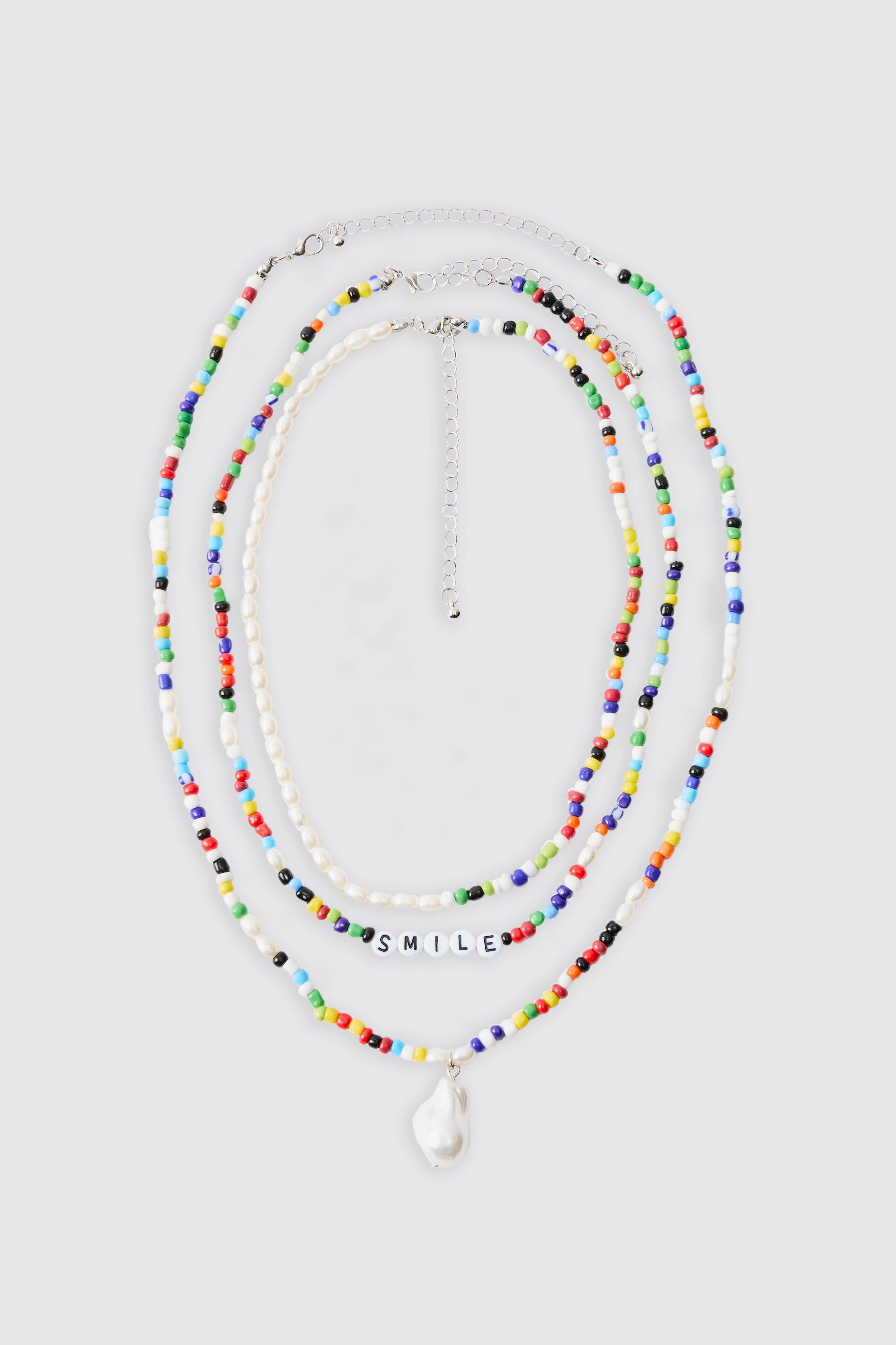 Mens Bead Multi Layer Necklace, Multi