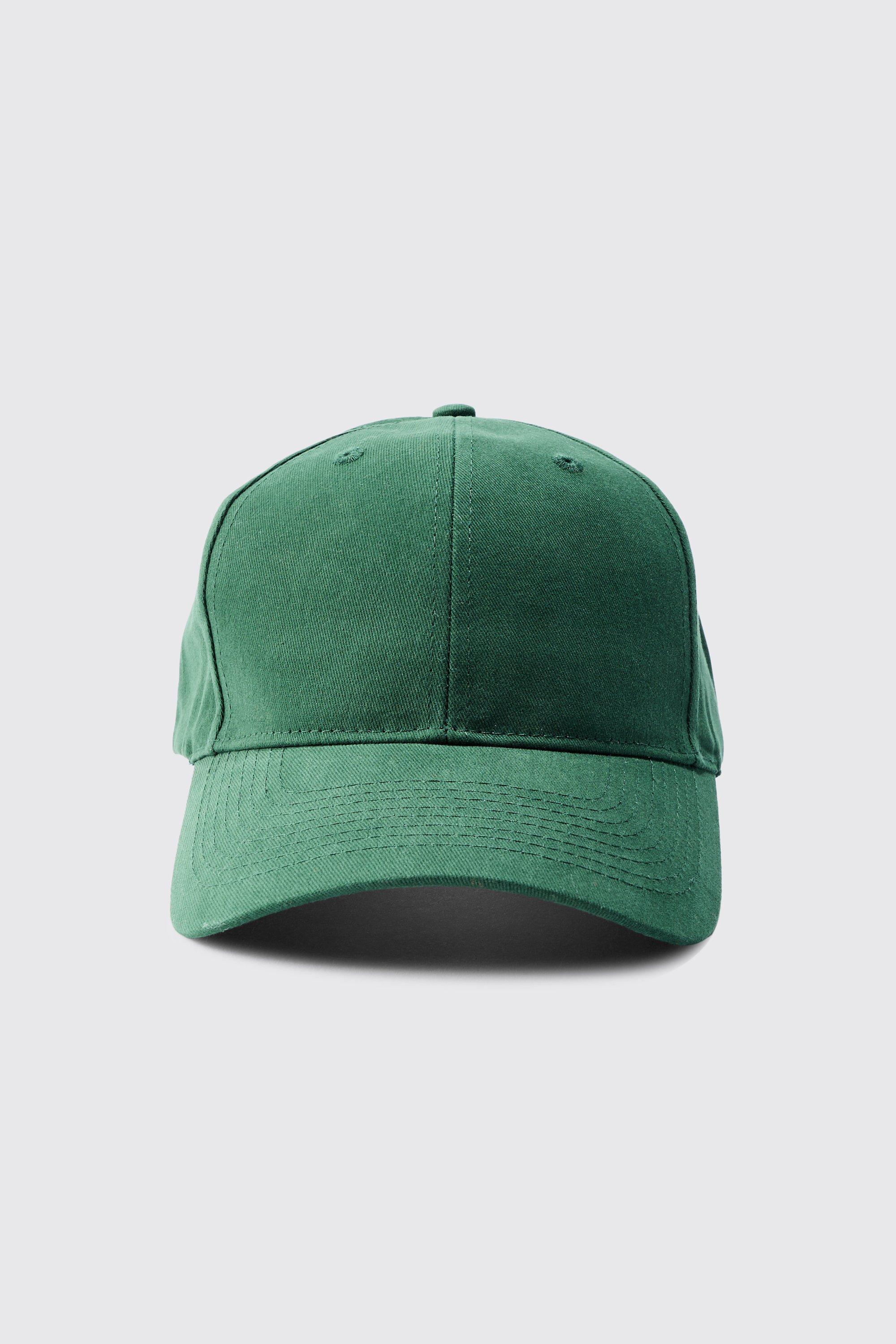 Mens Green Plain Cap In Khaki, Green