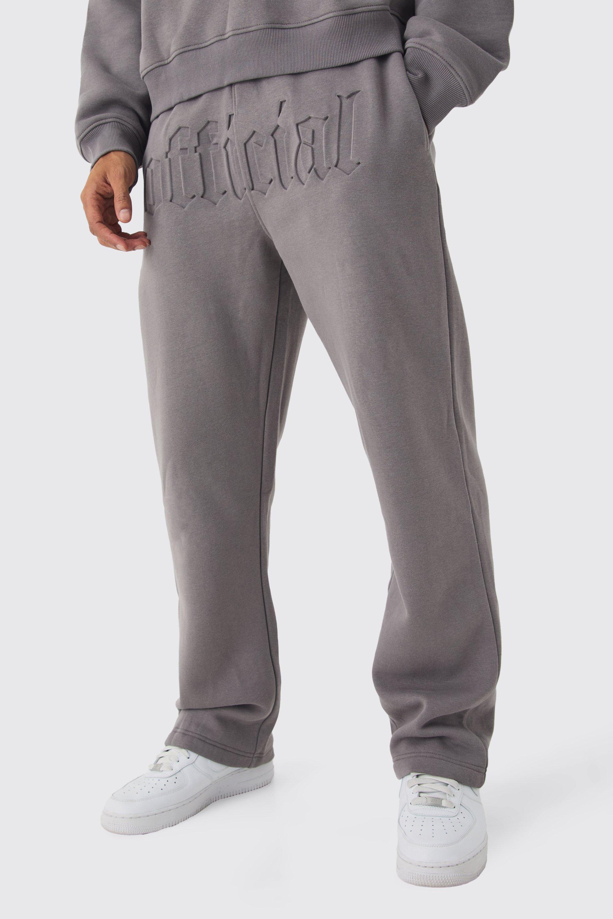 Mens Grey Straight Fit Official Embossed Jogger, Grey