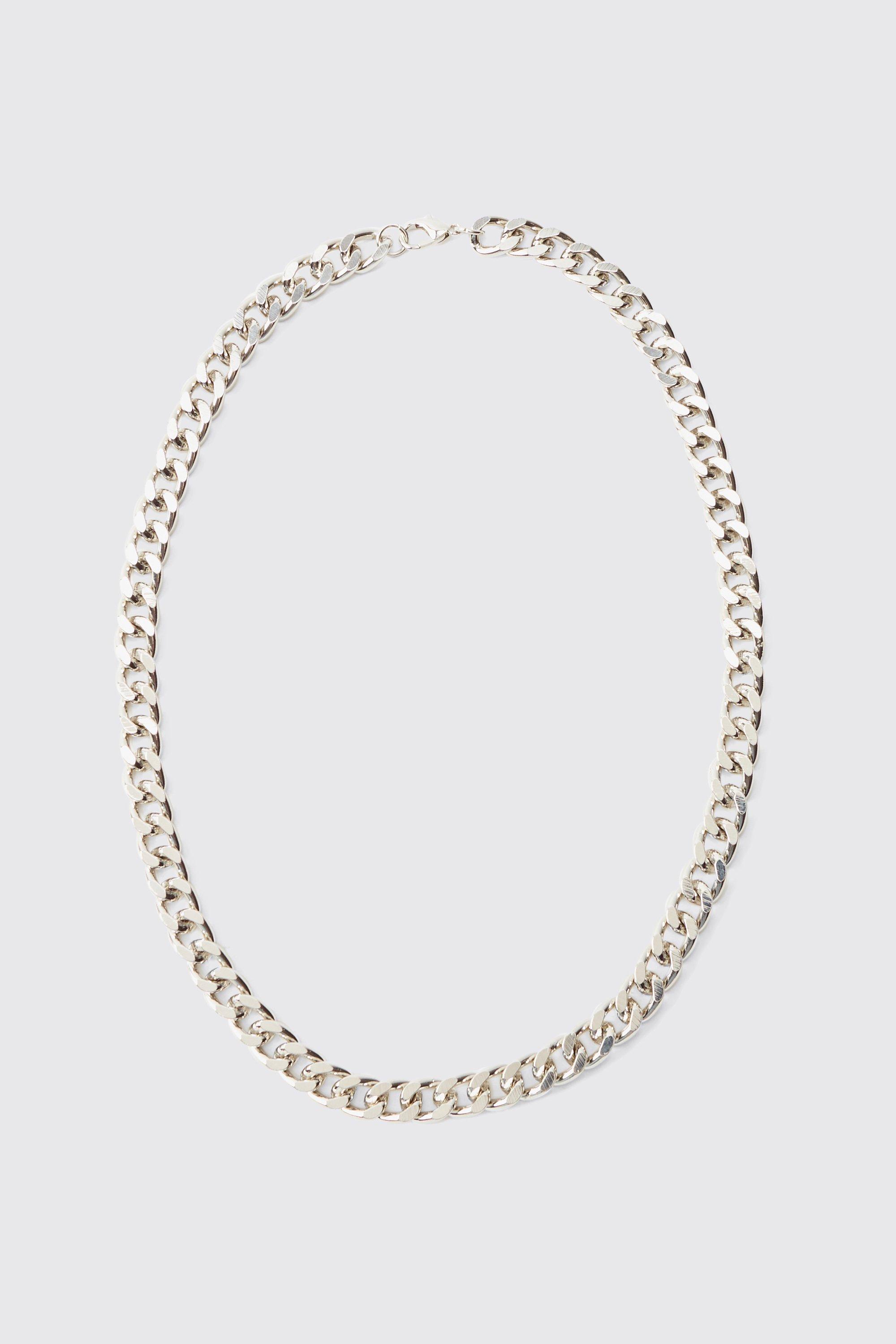 Mens Grey Chunky Cuban Chain Necklace, Grey