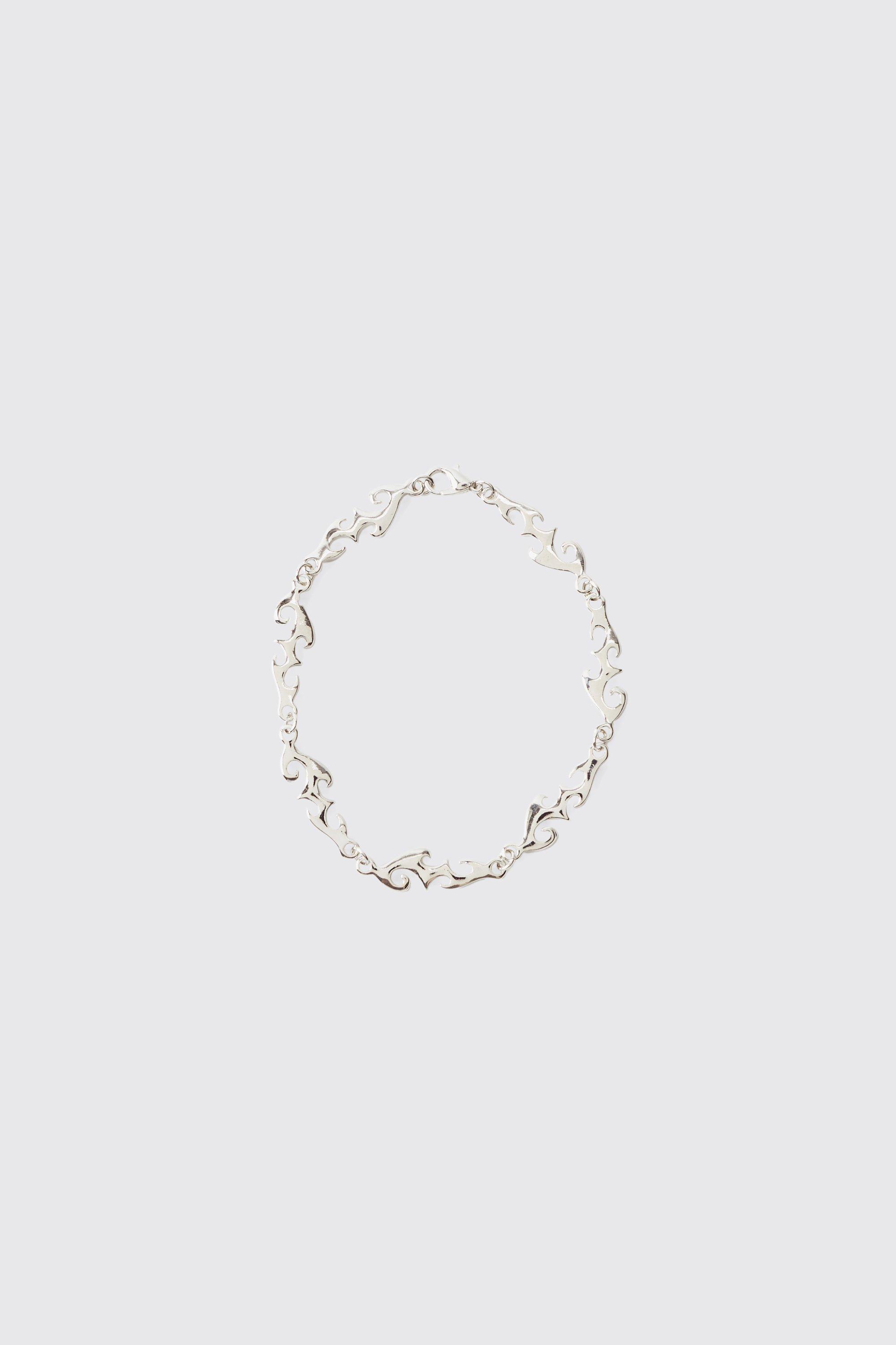 Mens Grey Metal Chain Bracelet, Grey