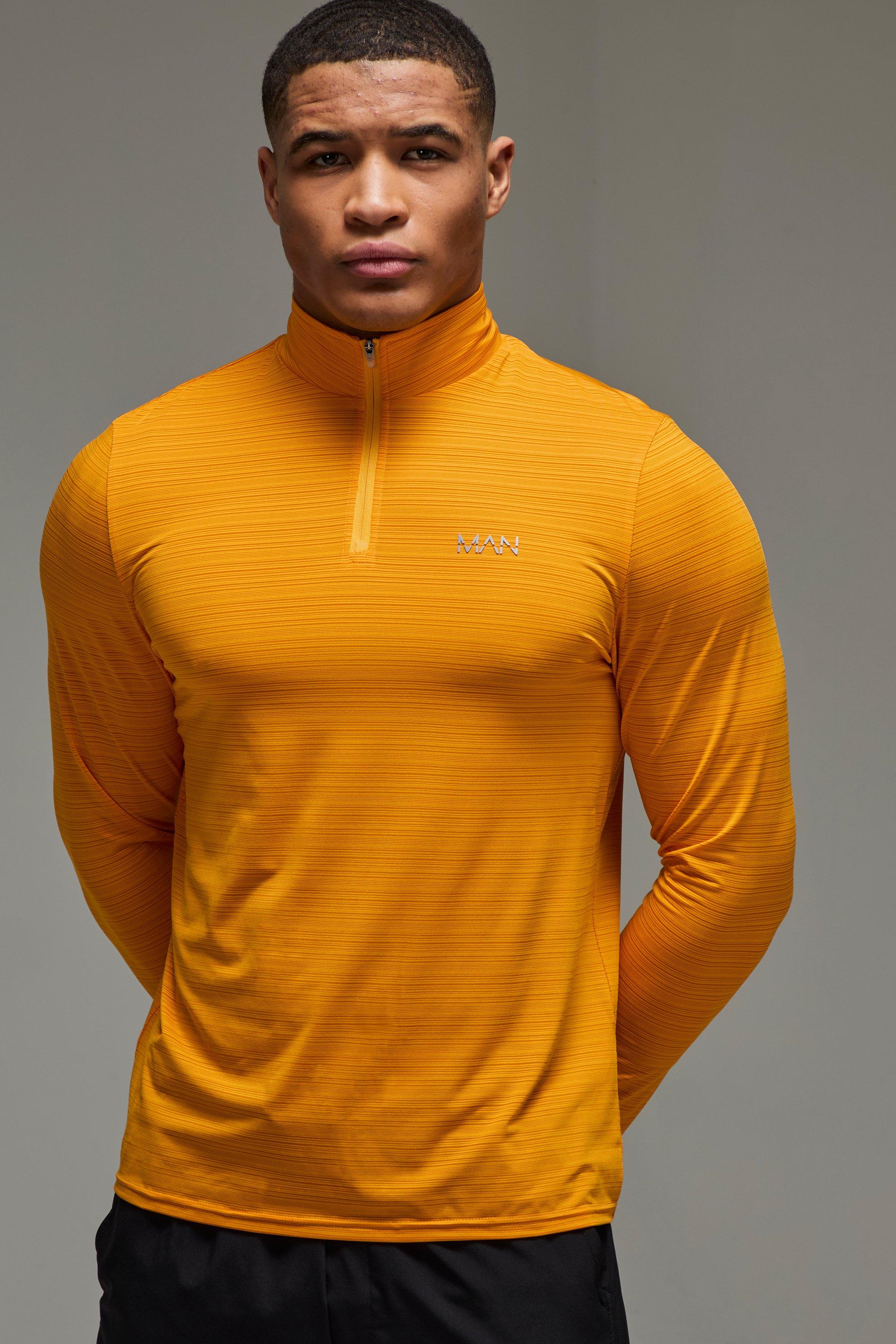 Giacca leggera Man Active per alta performance con zip corta, Arancio