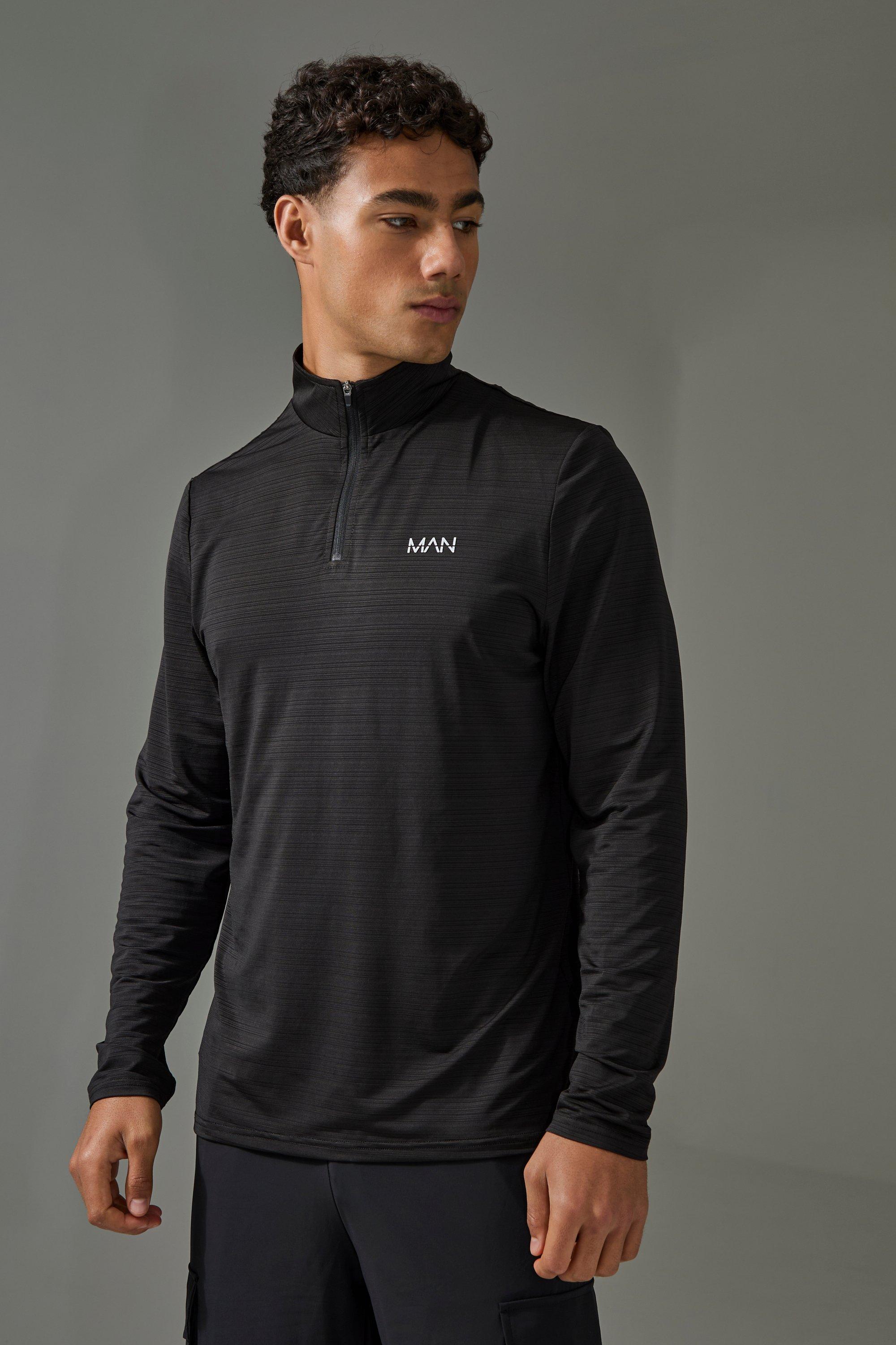 Mens Black Man Active Lightweight Performance 1/4 Zip, Black