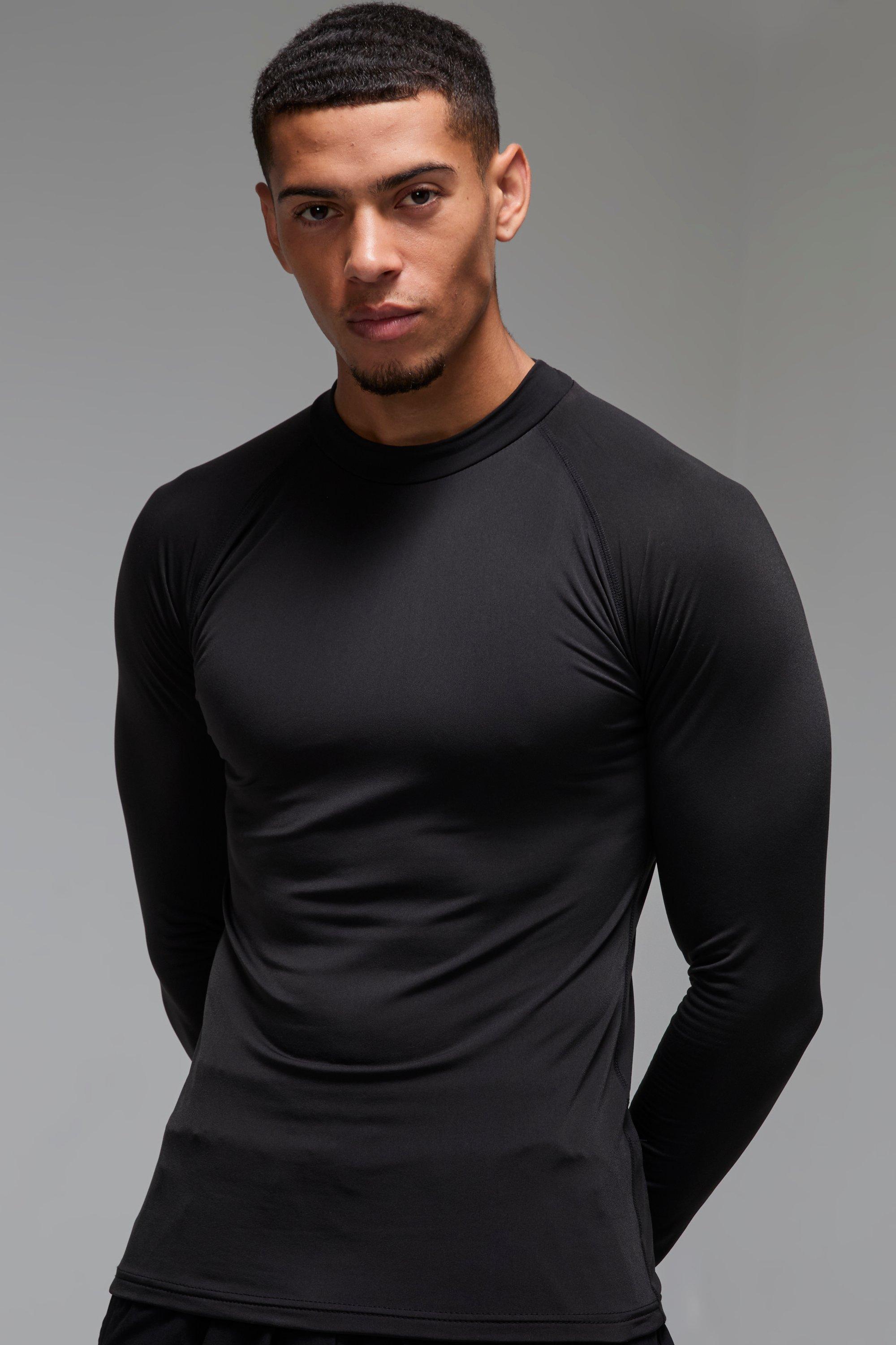 Maglia intima a collo alto Man Active a maniche lunghe, Nero